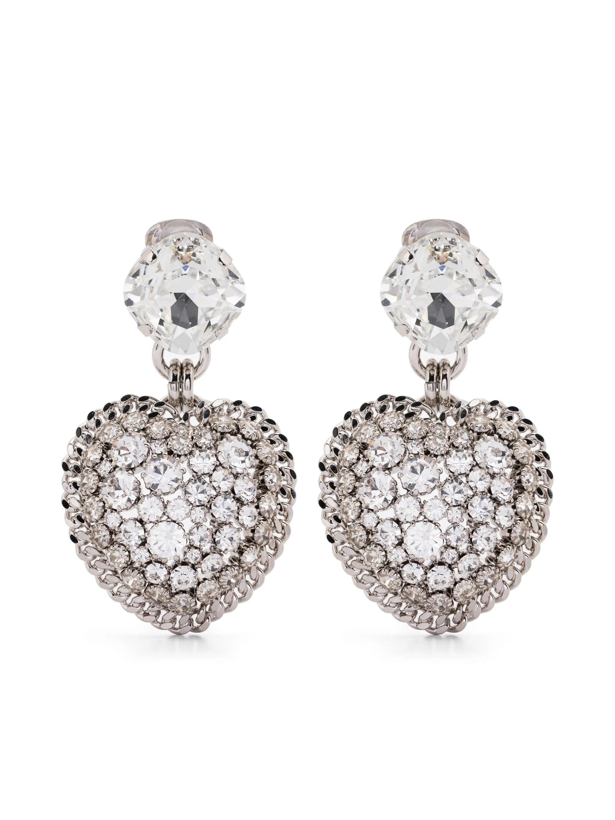 crystal-embellished heart-shape earrings