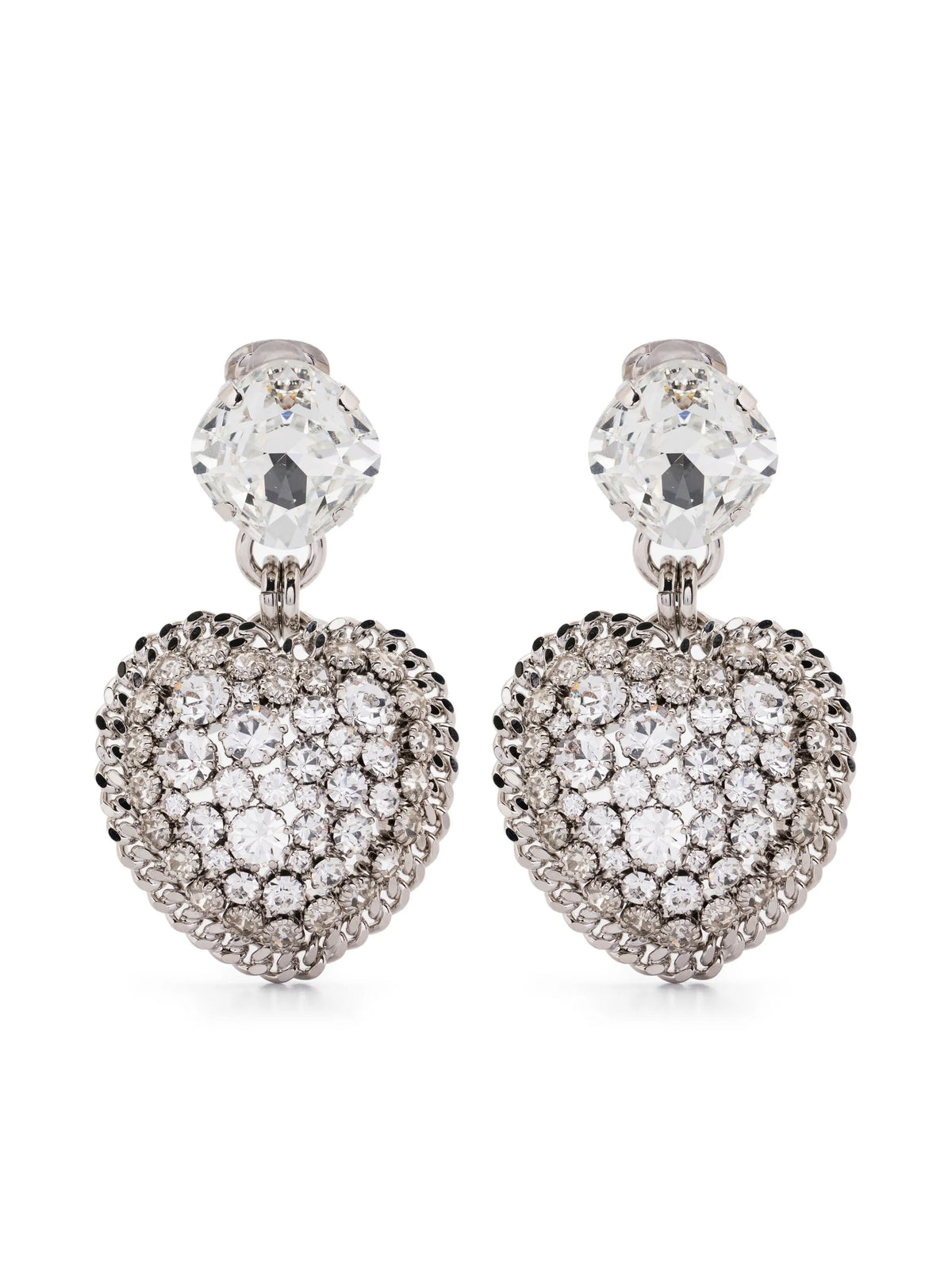 crystal-embellished heart-shape earrings
