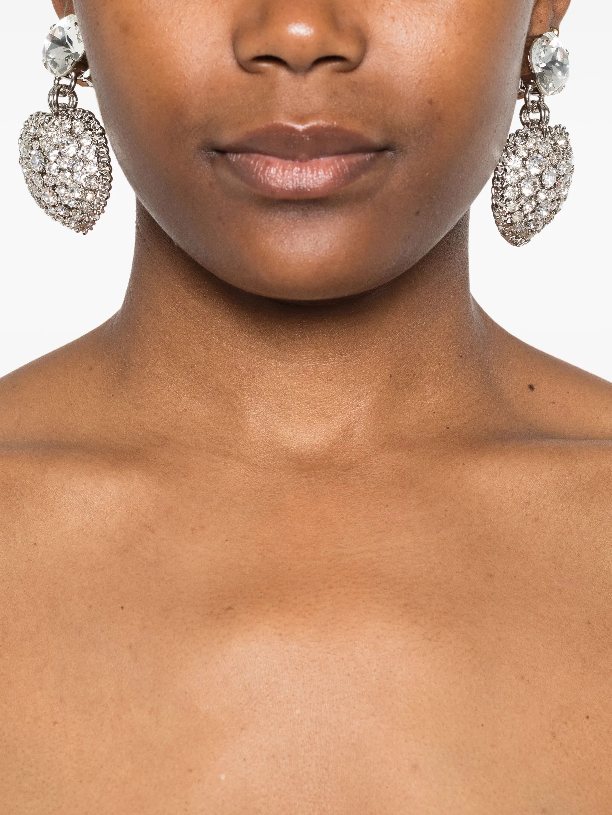 crystal-embellished heart-shape earrings