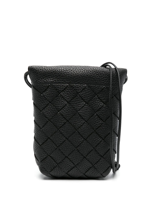 Intrecciato leather messenger bag