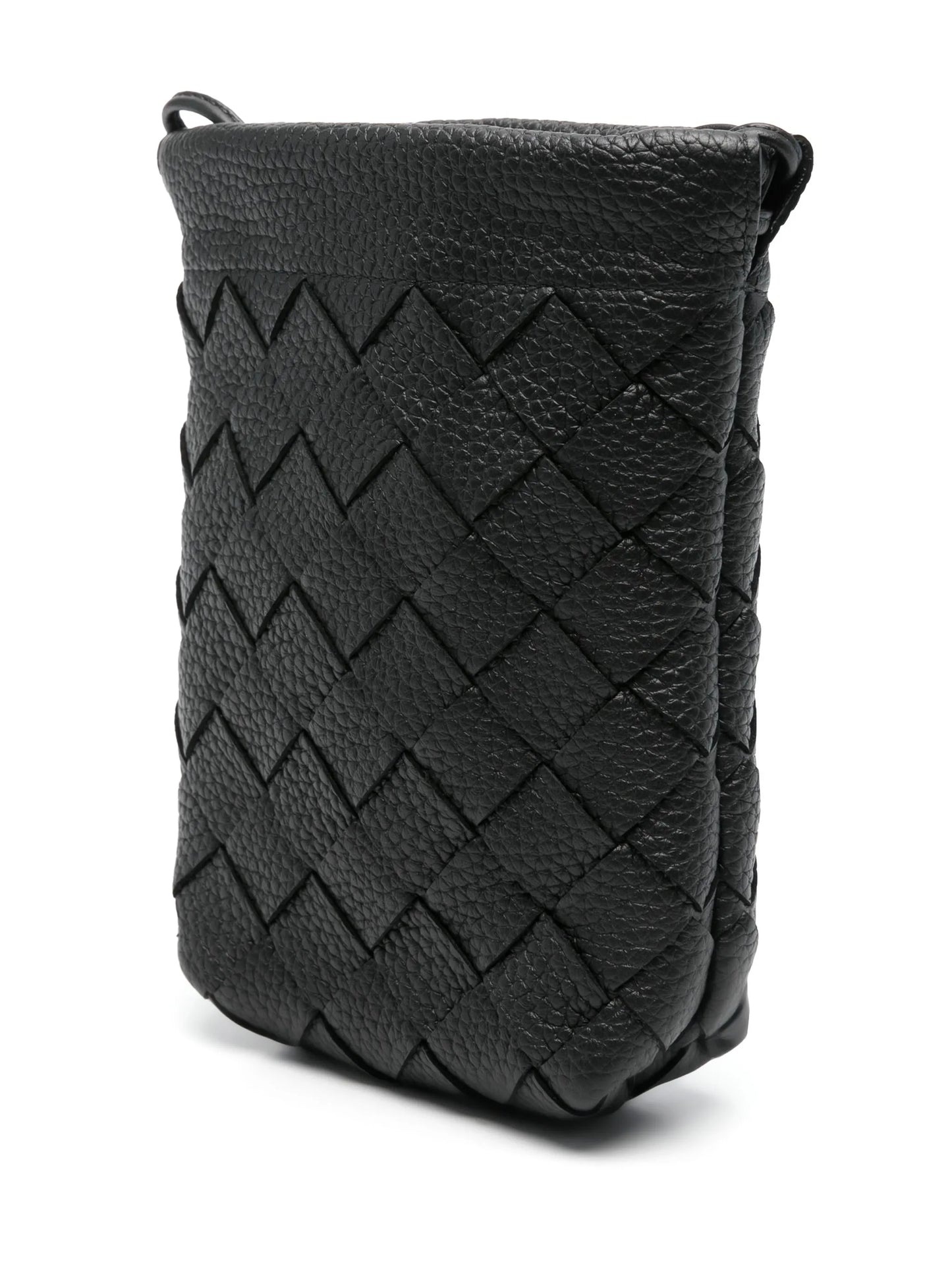 Intrecciato leather messenger bag