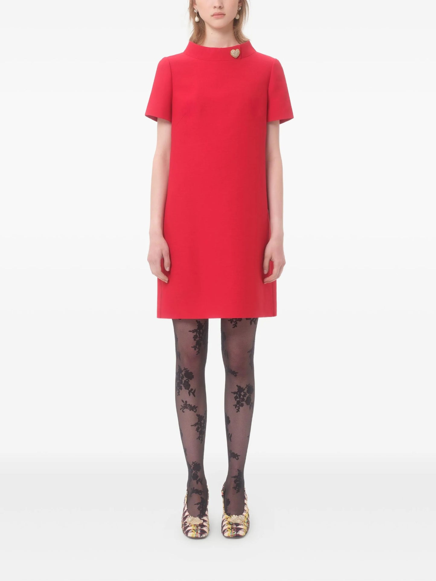 floral-embroidered tights