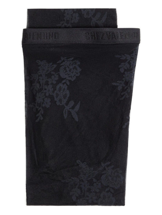 floral-embroidered tights