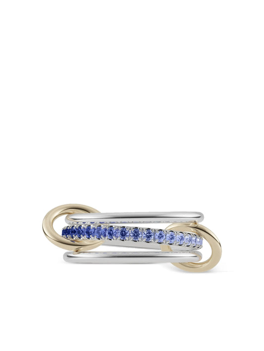 18K yellow gold Tigris sapphires ring