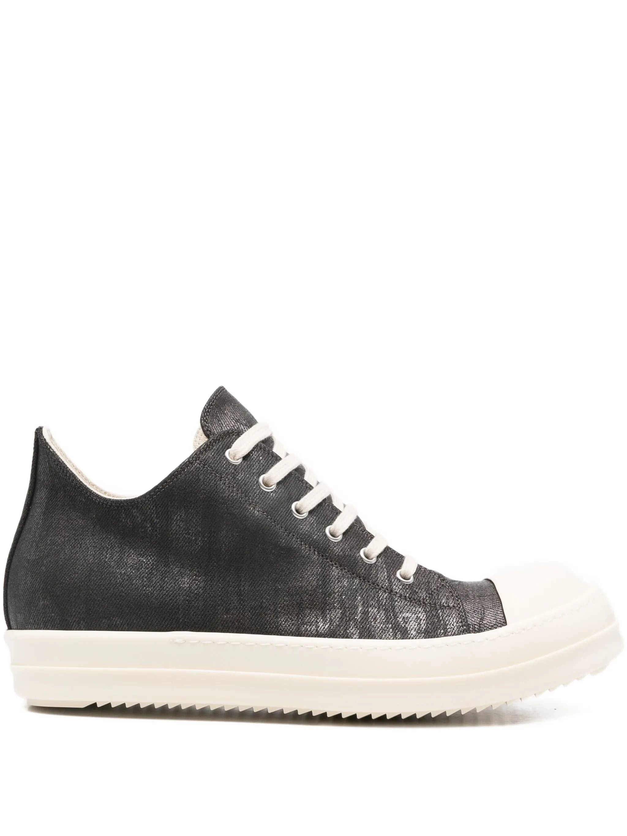 metallic denim low-top trainers