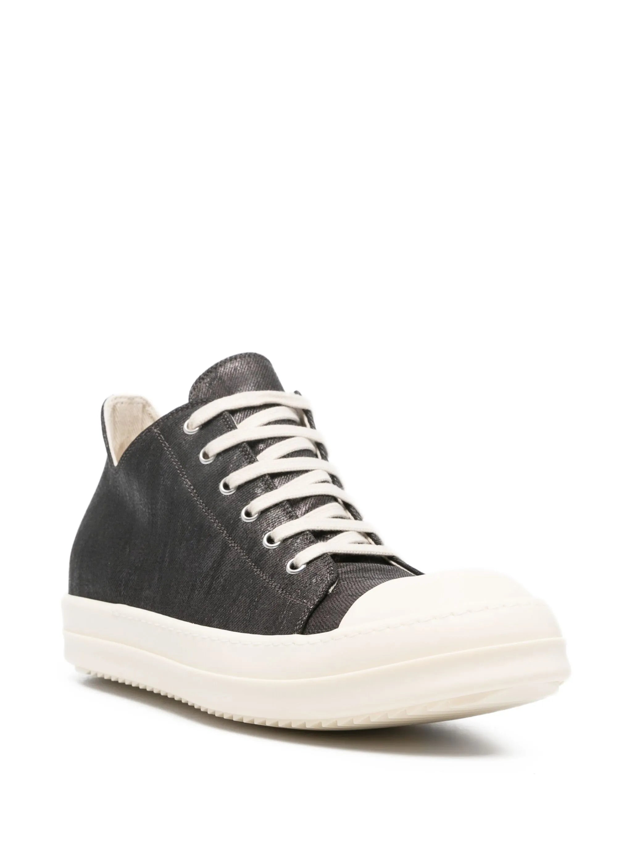 metallic denim low-top trainers