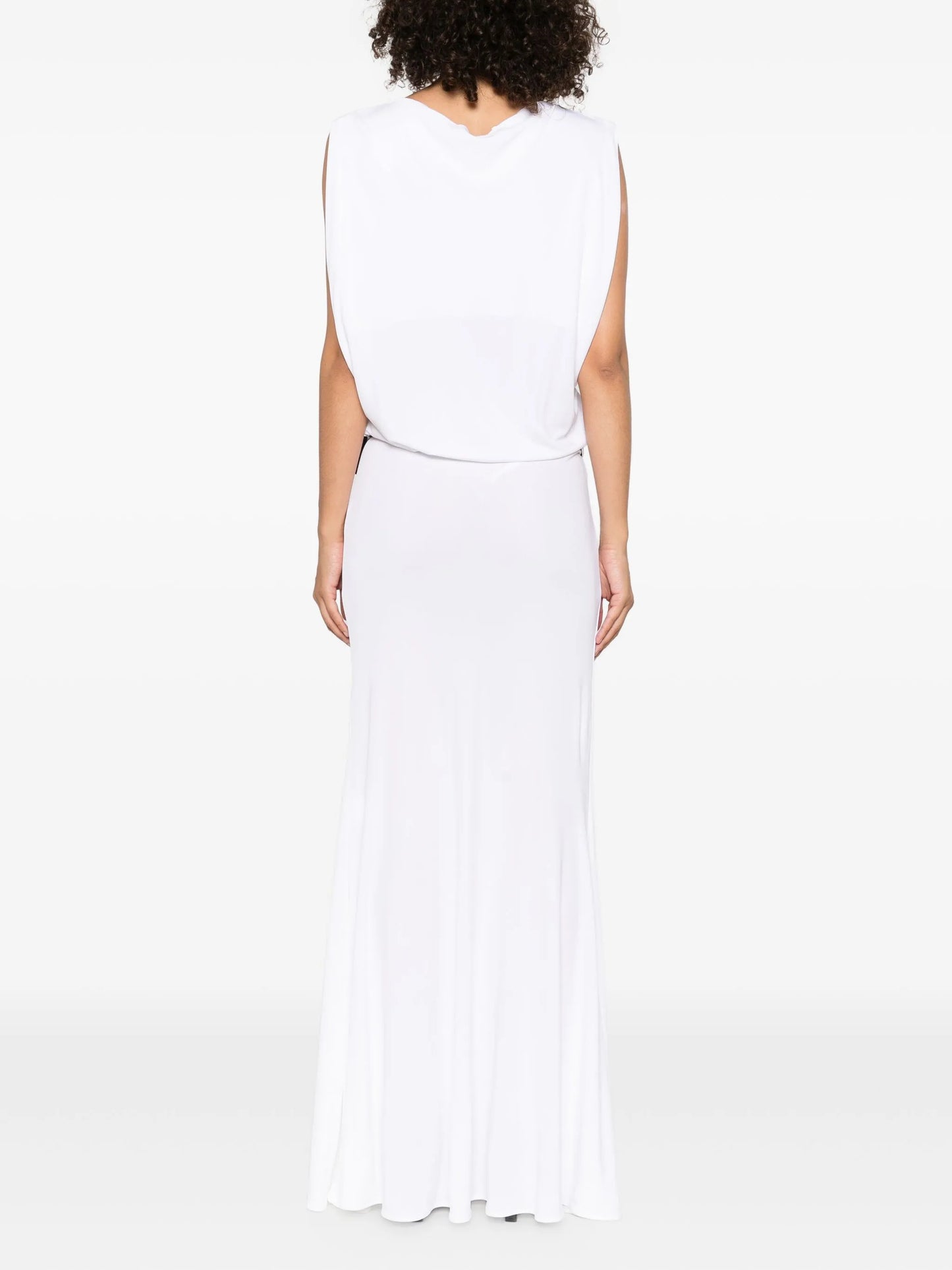belted jersey maxi dress