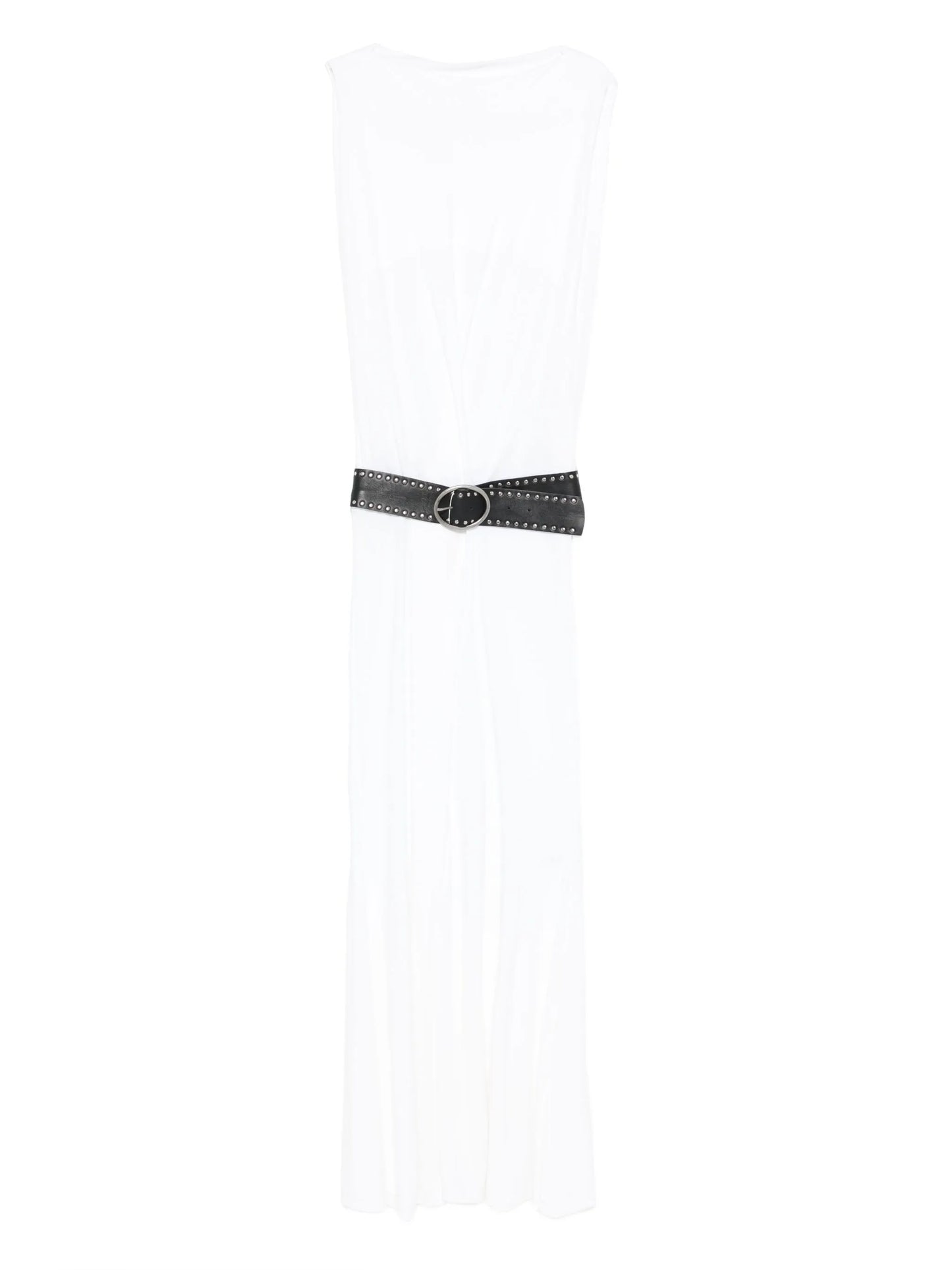 belted jersey maxi dress
