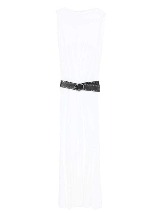 belted jersey maxi dress