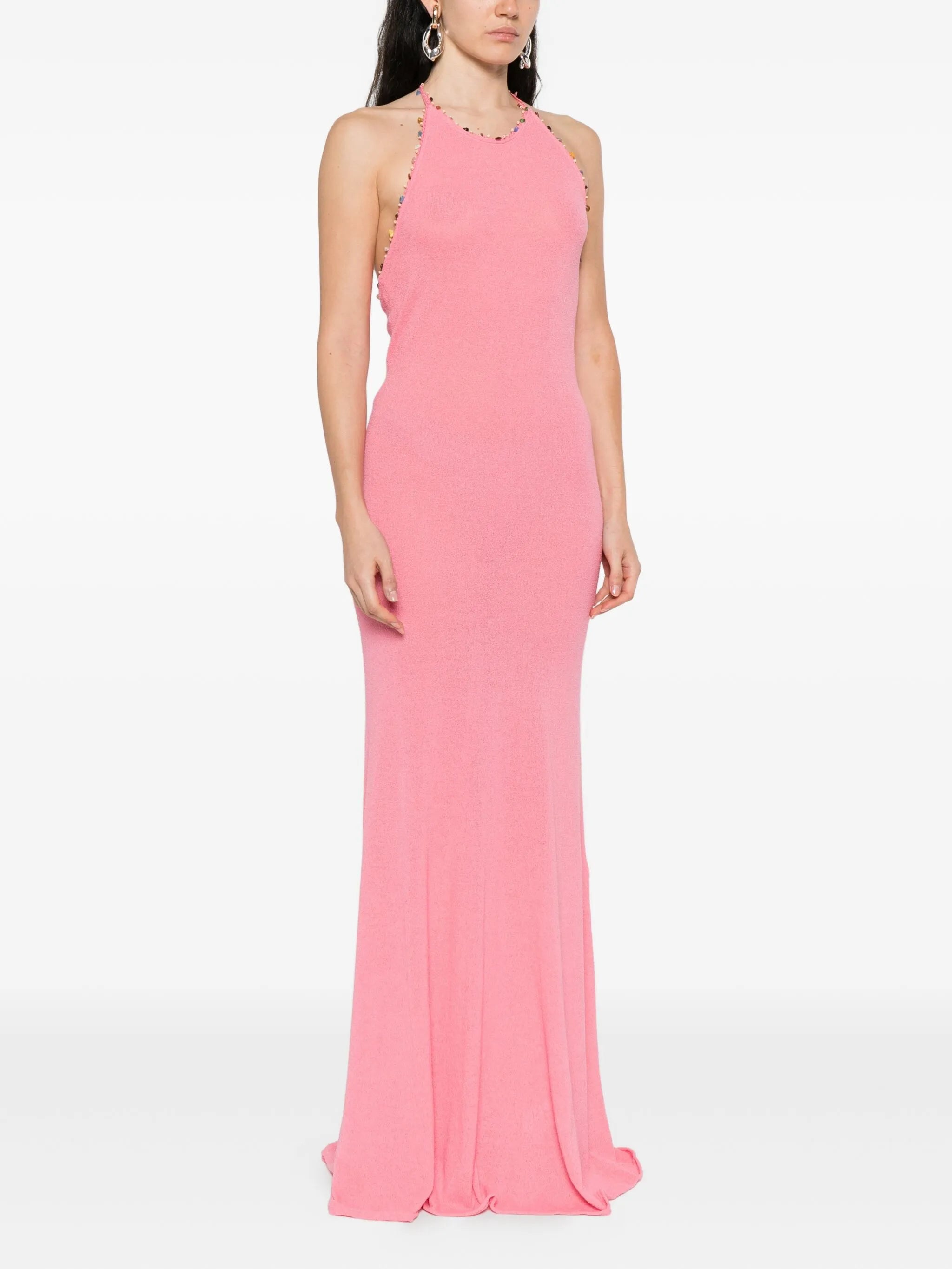 Beach Quartz embellished halterneck maxi dress