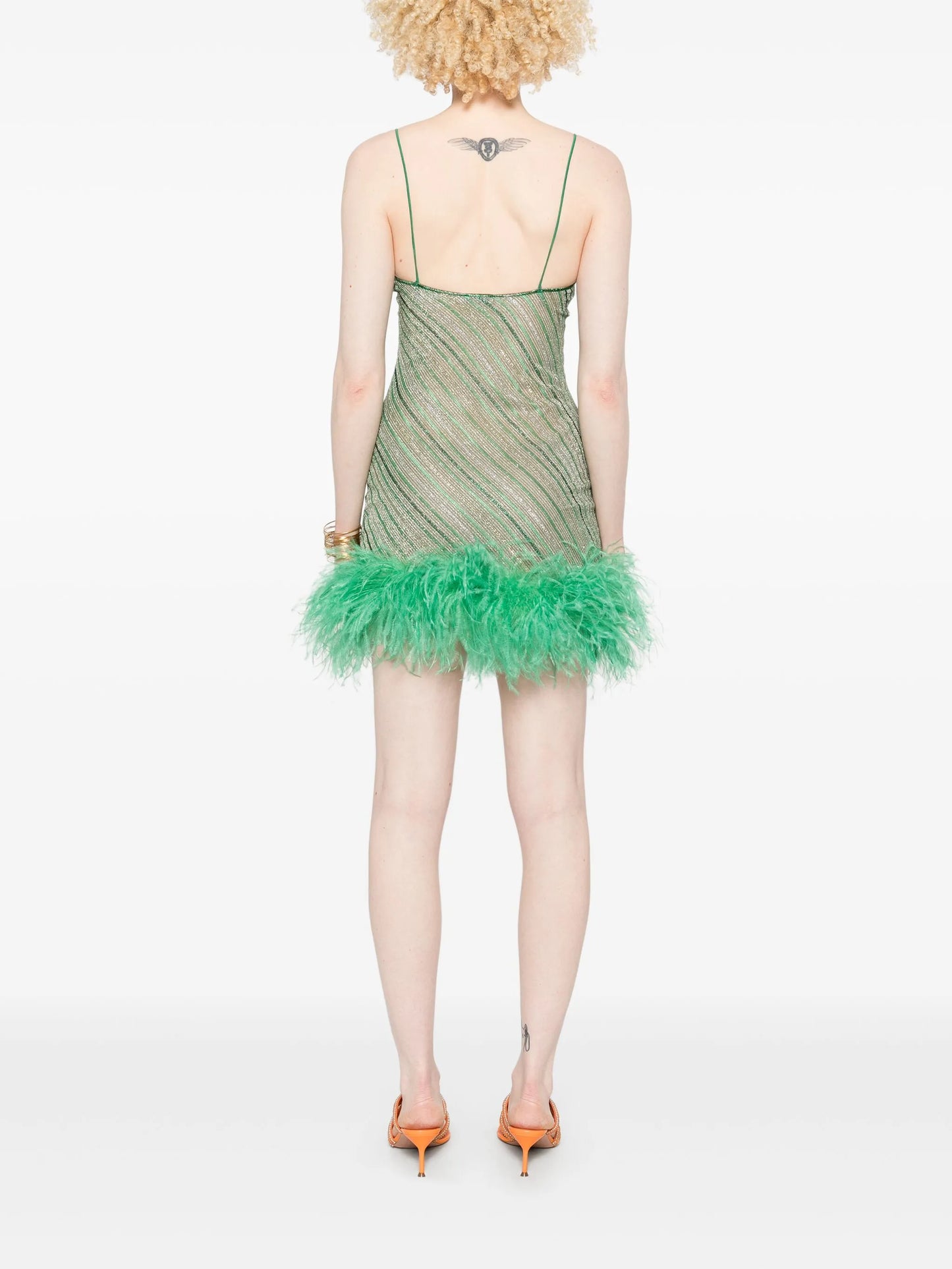 feather-trim mini dress
