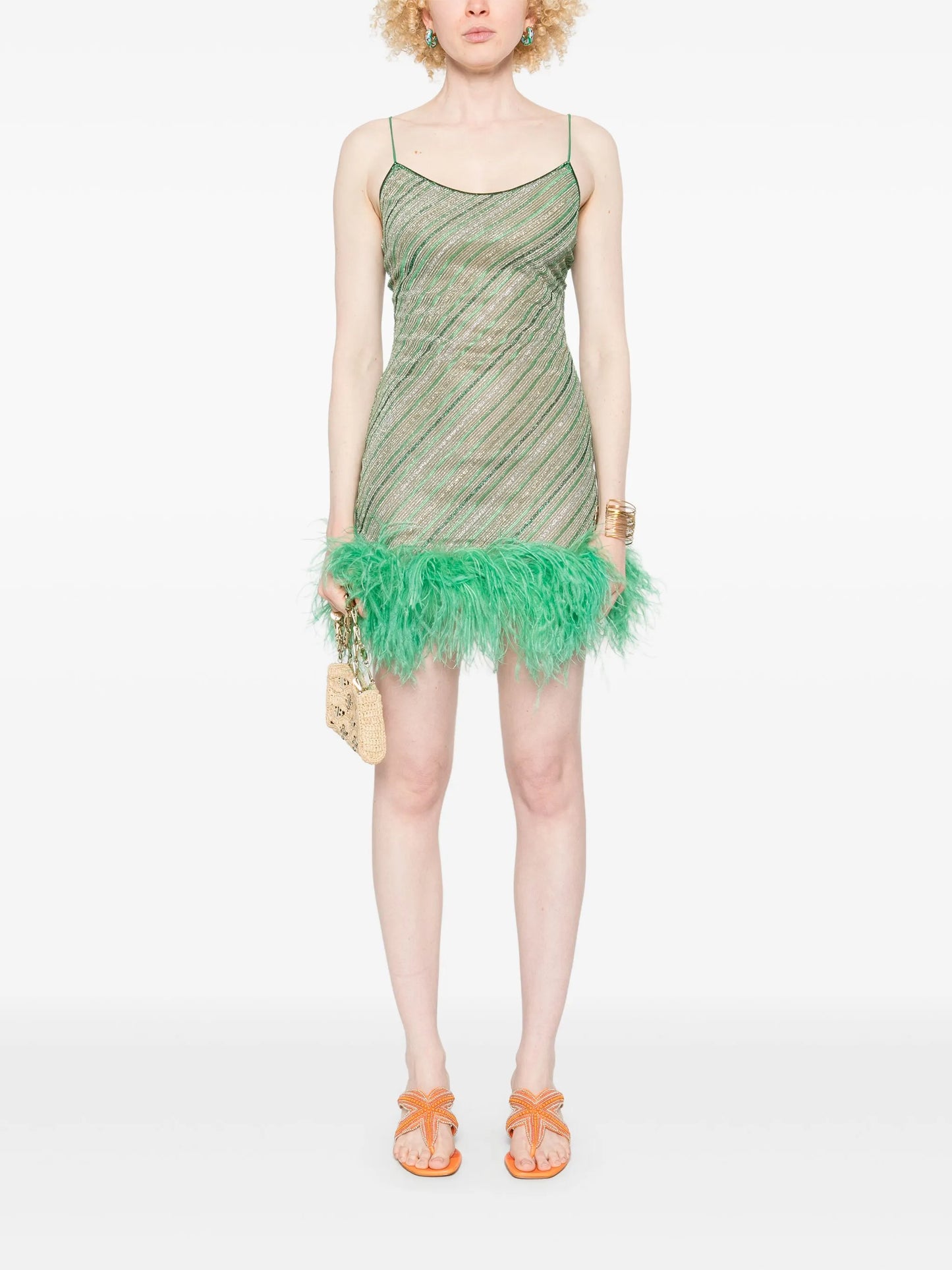 feather-trim mini dress
