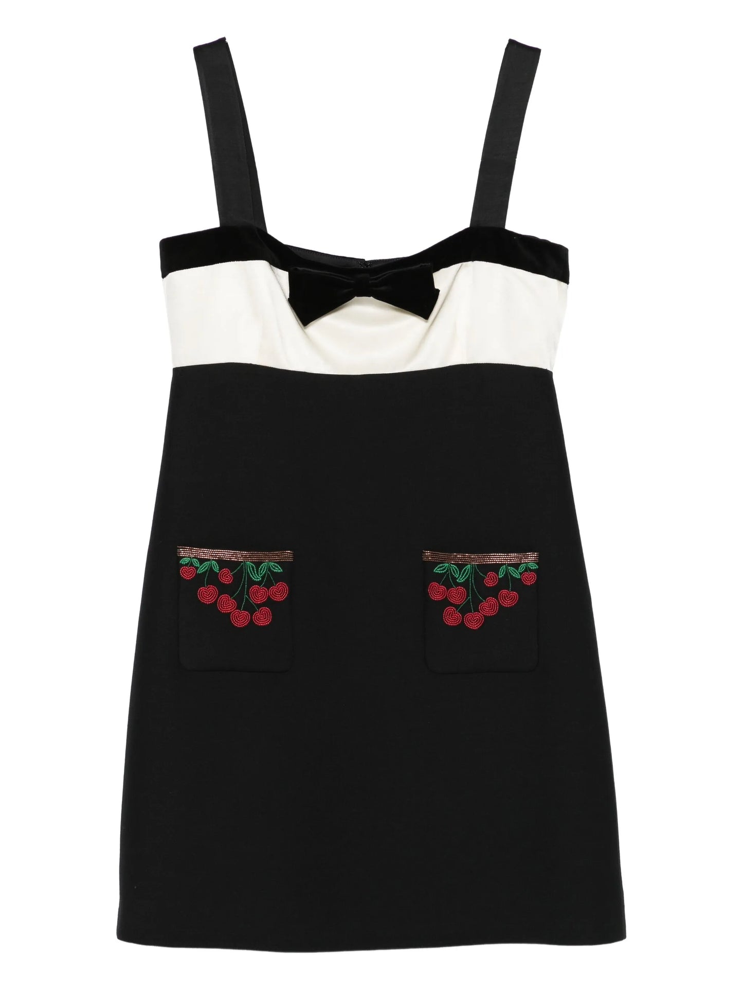 cherry-pocket bow mini dress