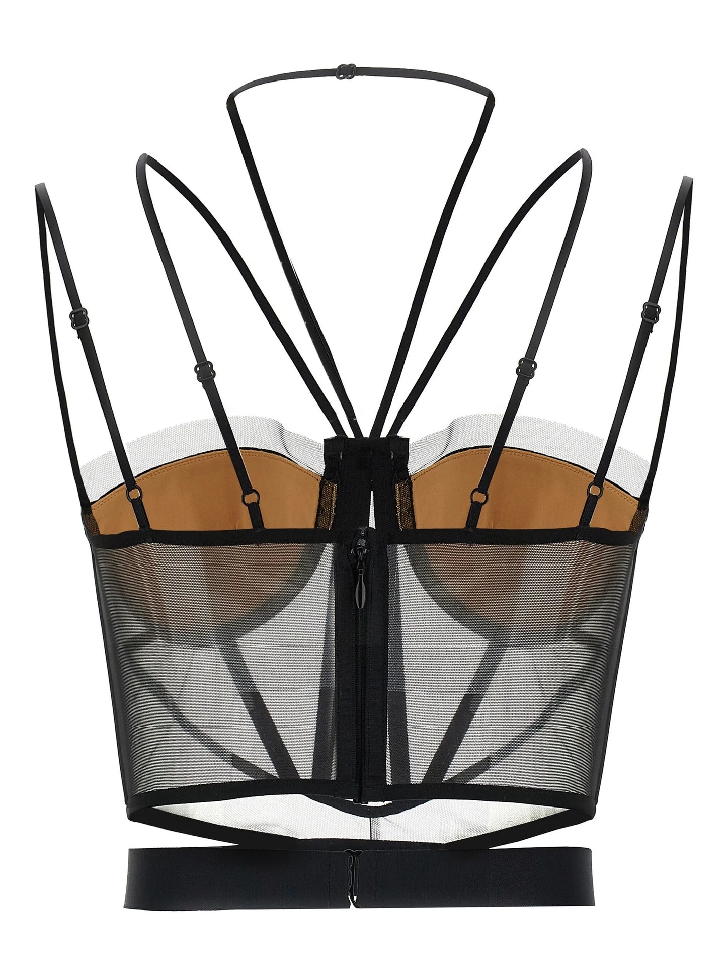 sheer-panelled corset top