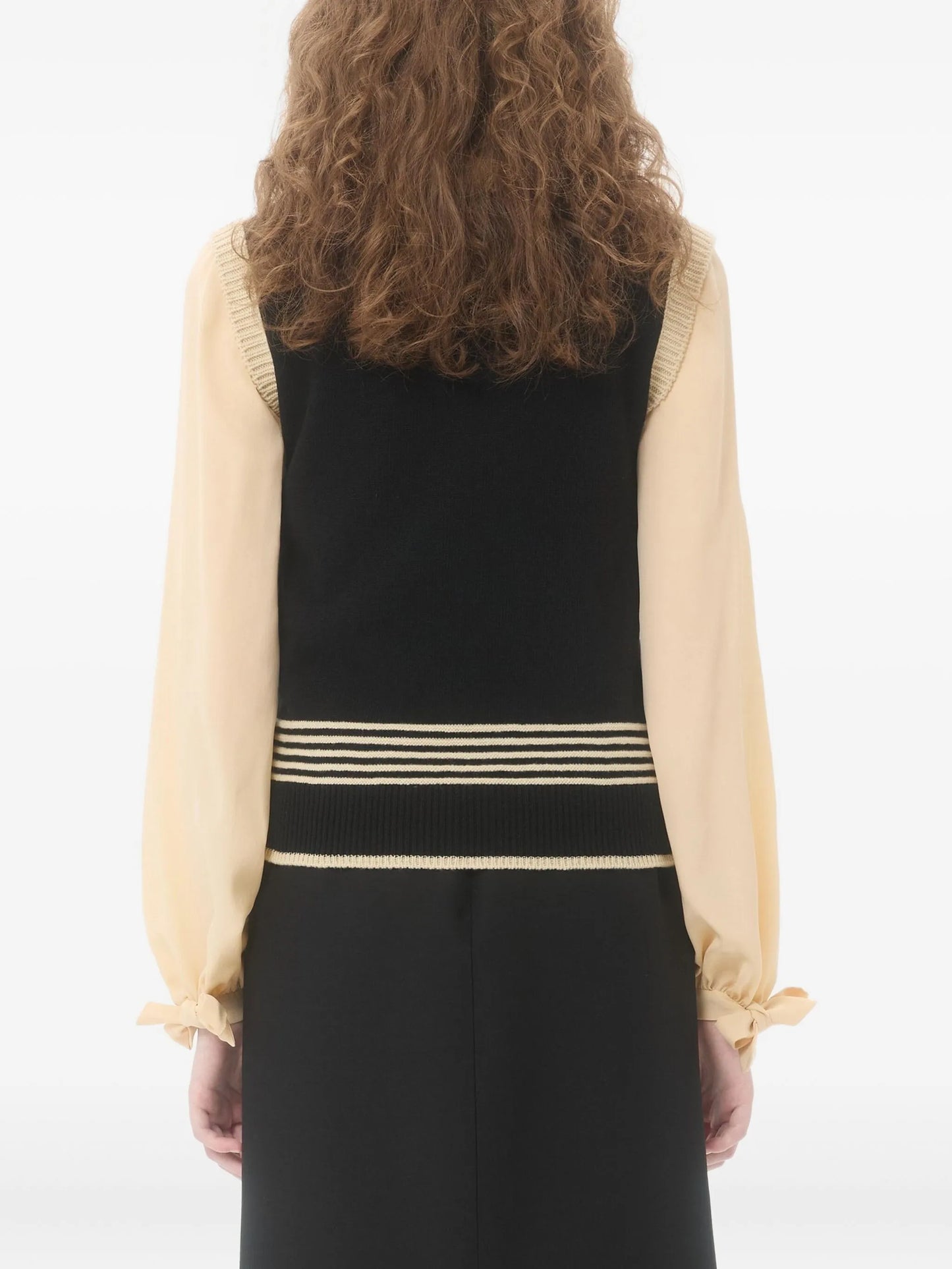 cat-motif stripe-detail vest