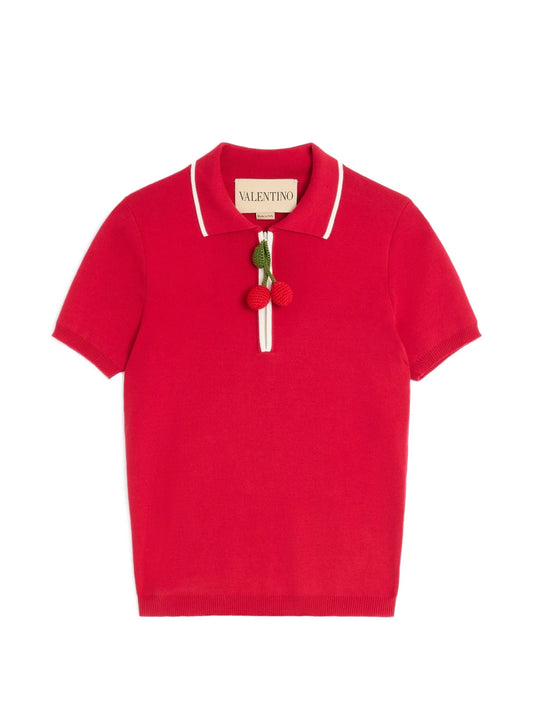 cherry-charm polo top