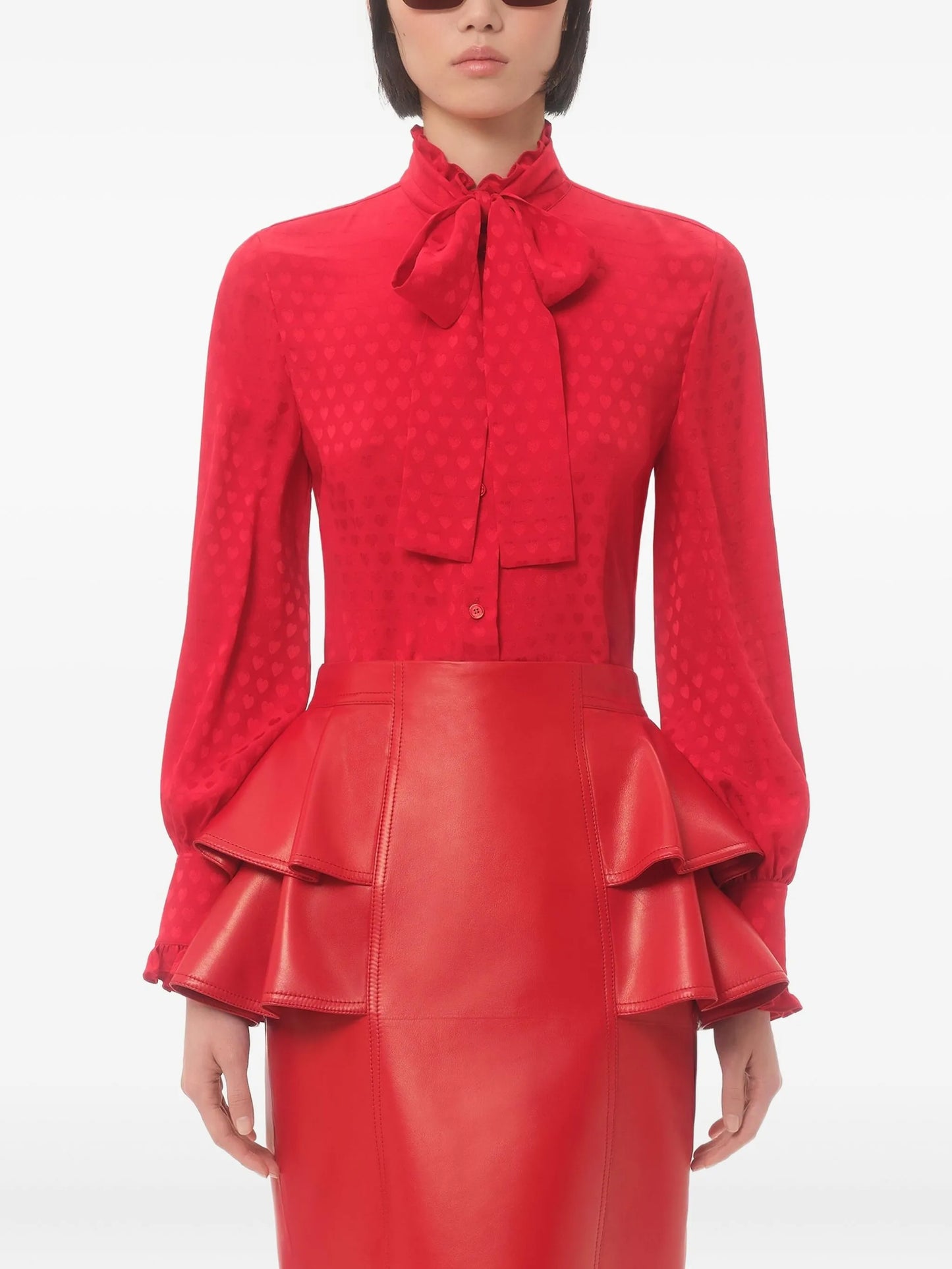 Cour de Coeur-print silk shirt