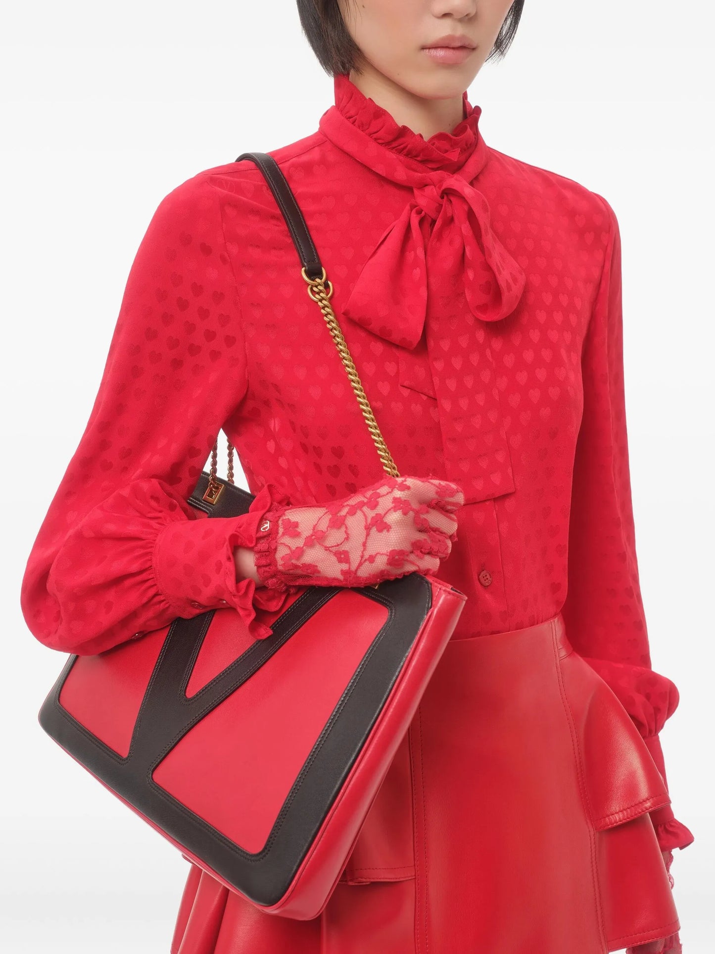 Cour de Coeur-print silk shirt