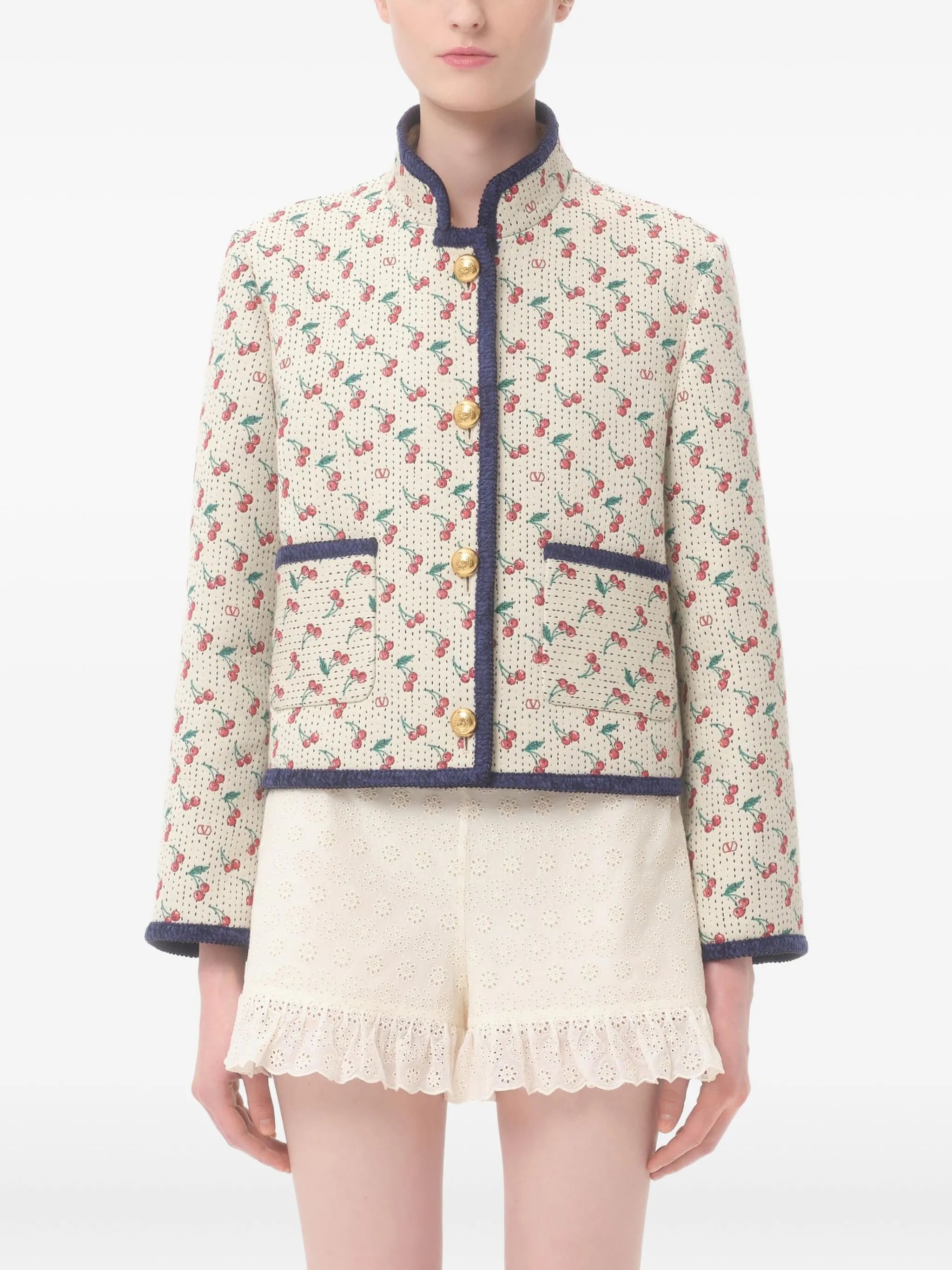 Cherrific-jacquard padded caban jacket