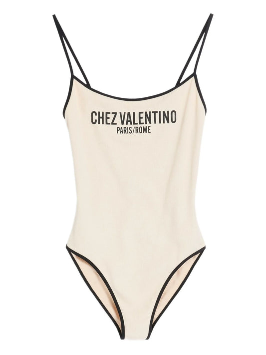 logo-print swim suit