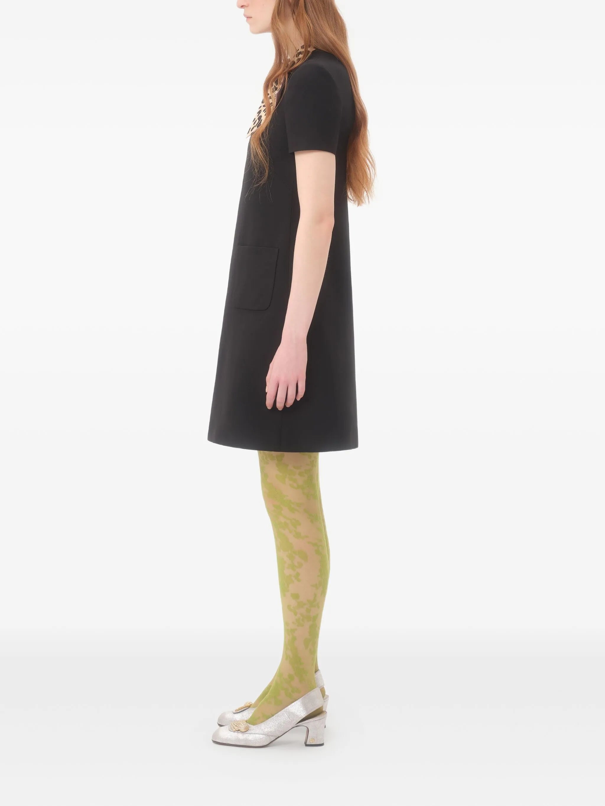 leopard-bow mini dress