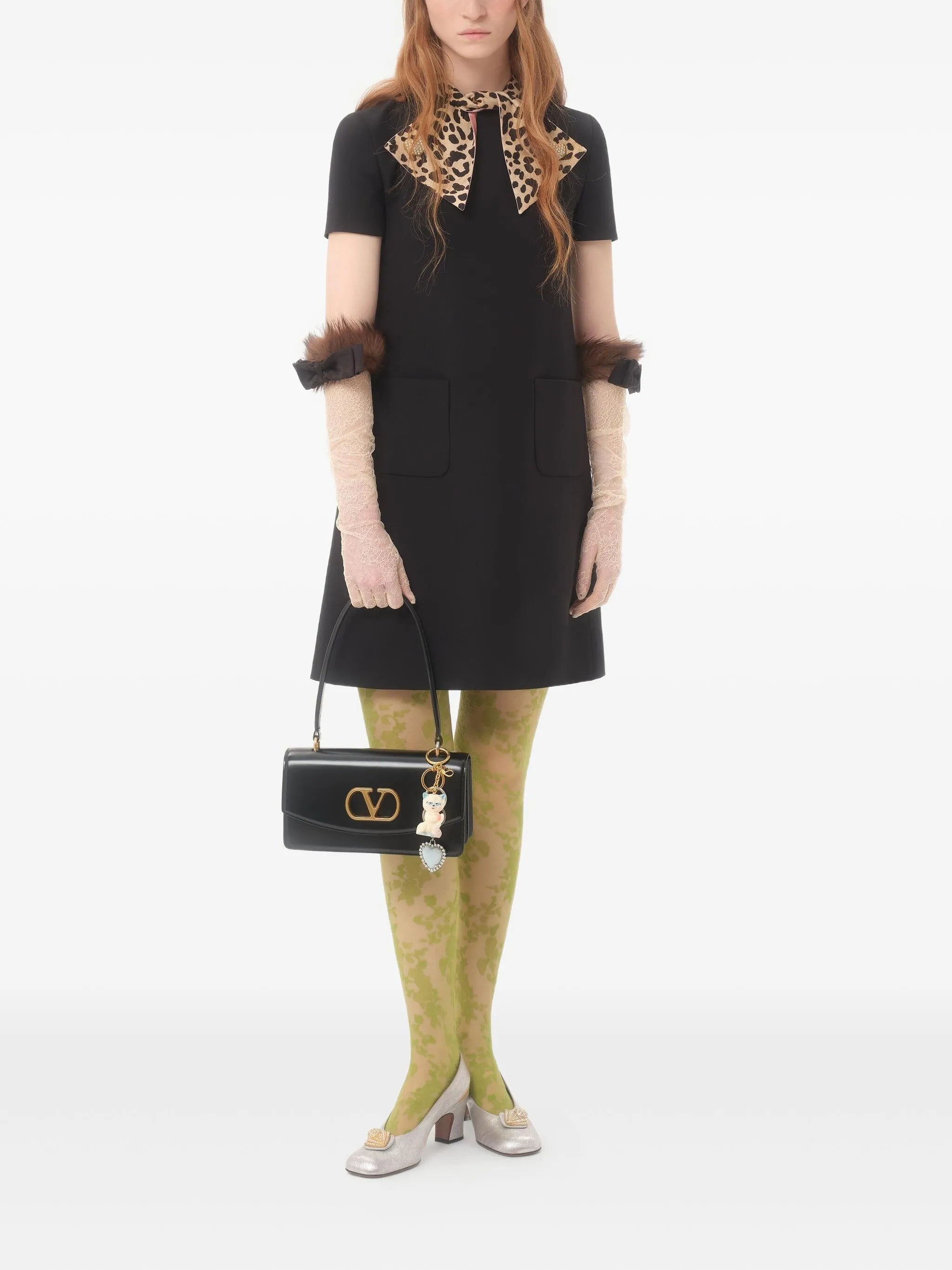 leopard-bow mini dress