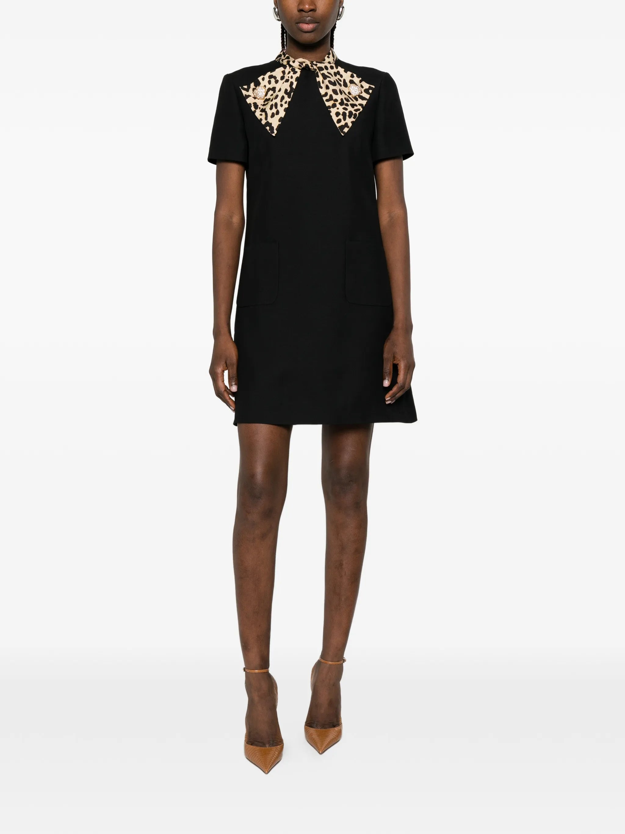leopard-bow mini dress