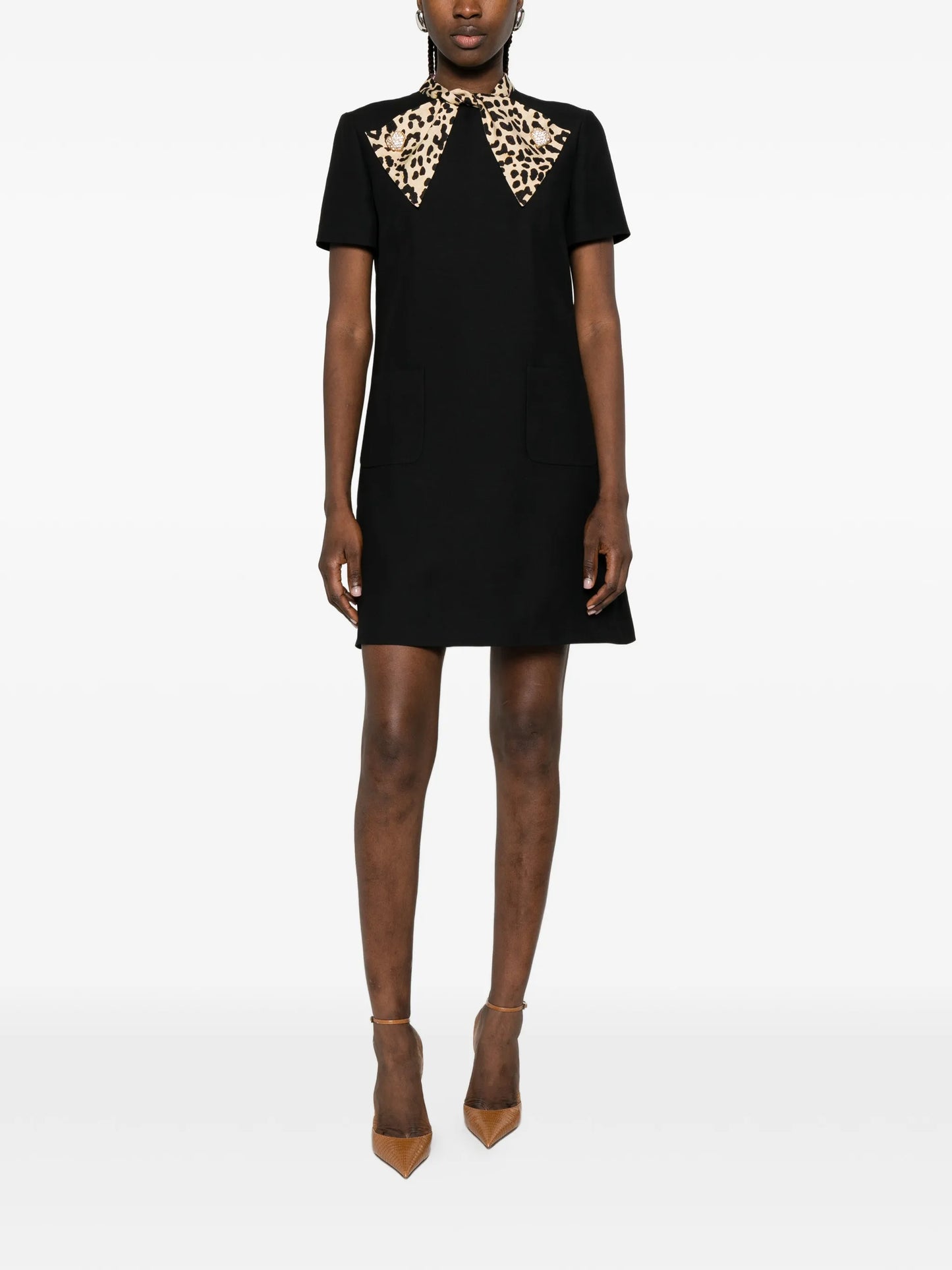 leopard-bow mini dress