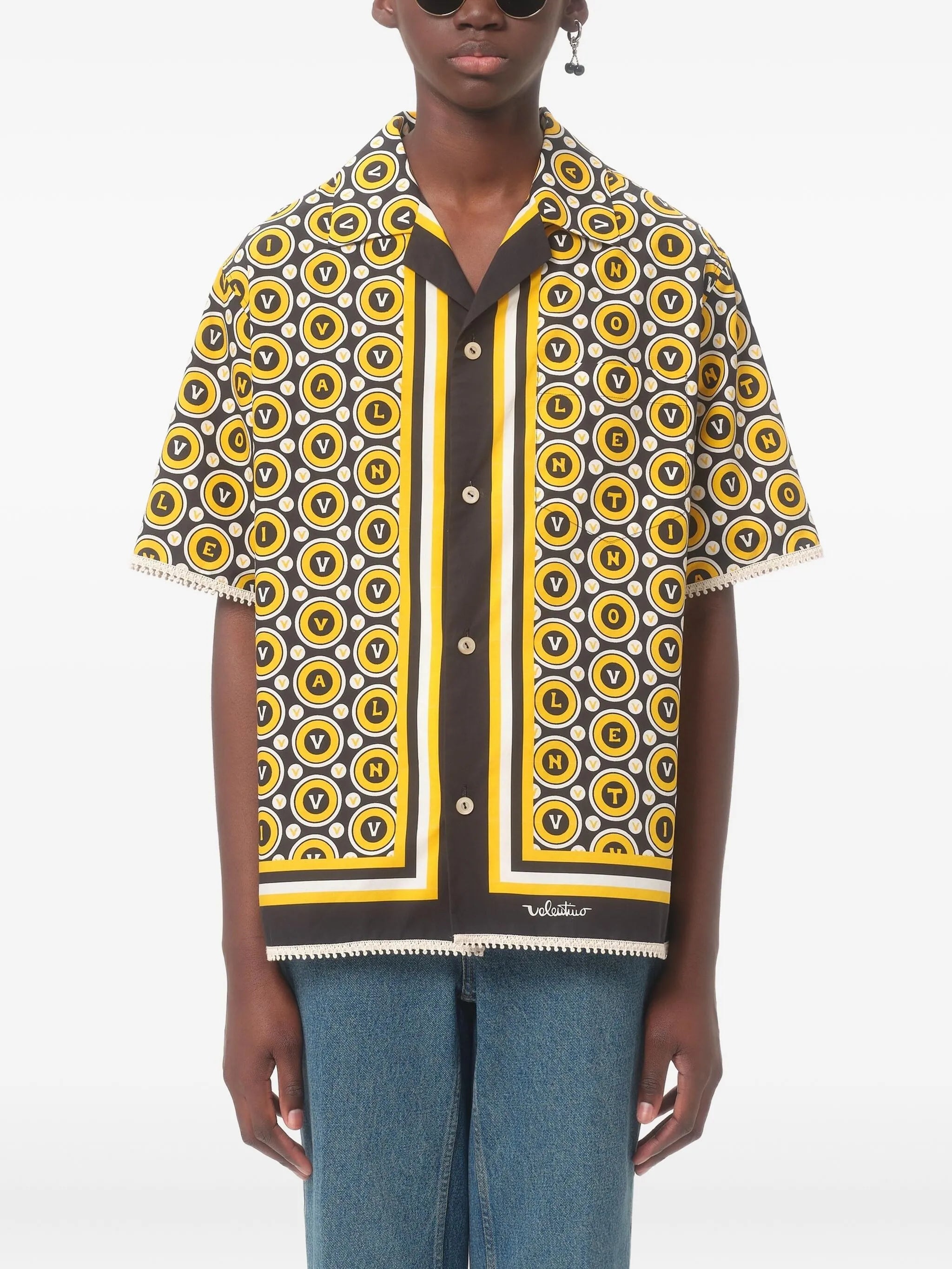 cotton poplin bowling shirt with Bulles Royales print
