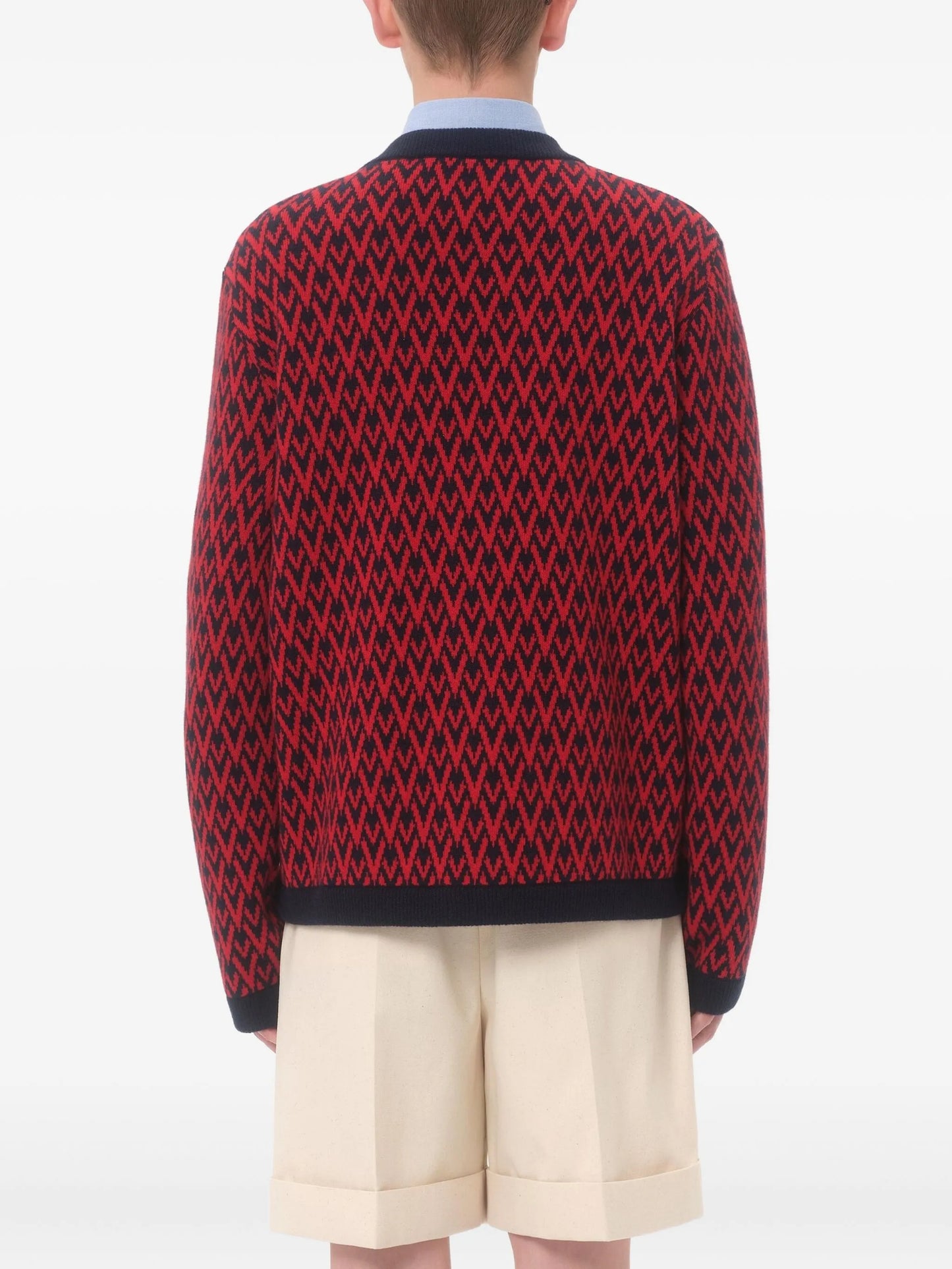 diamond-patterned cardigan