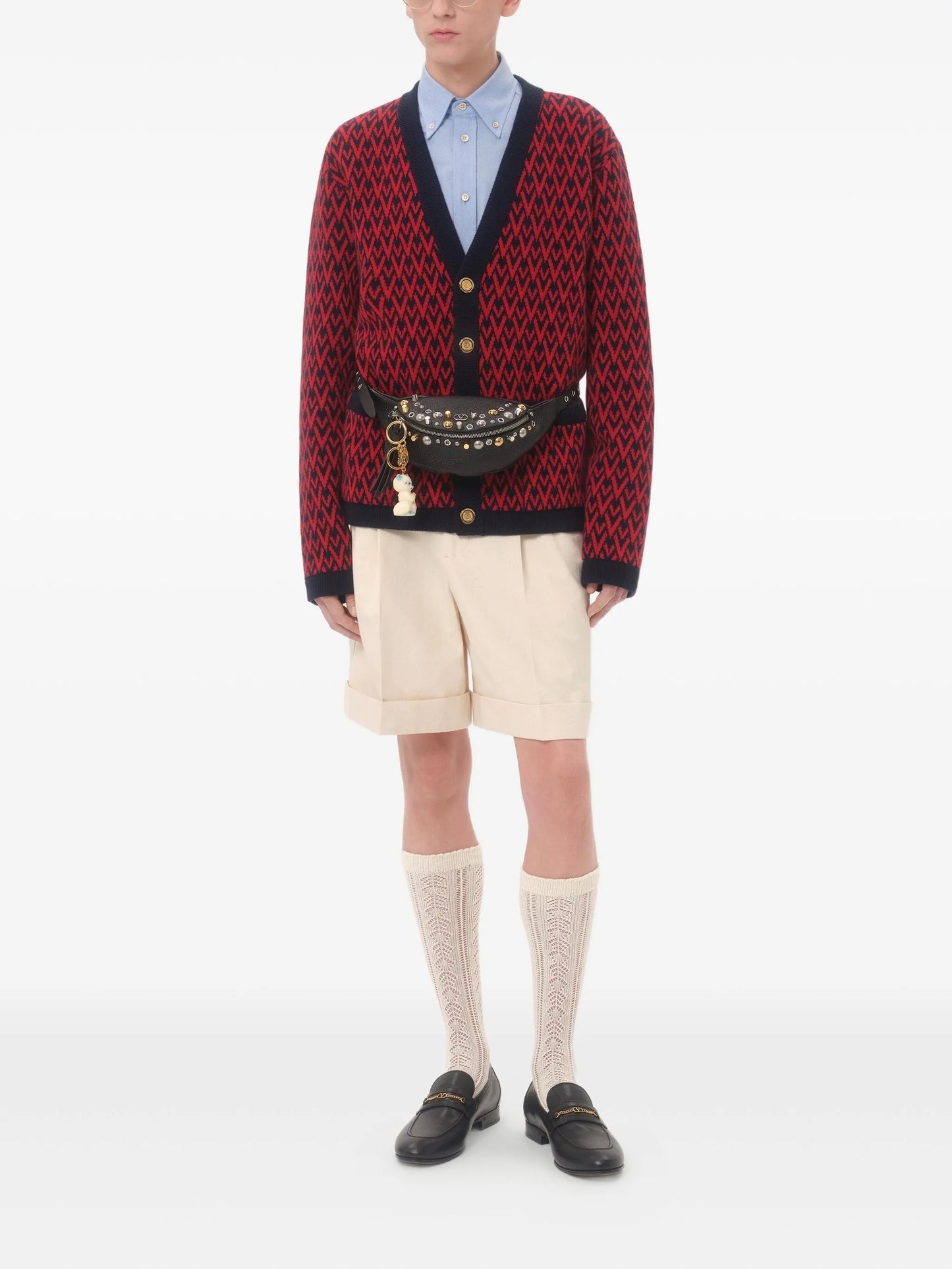 diamond-patterned cardigan