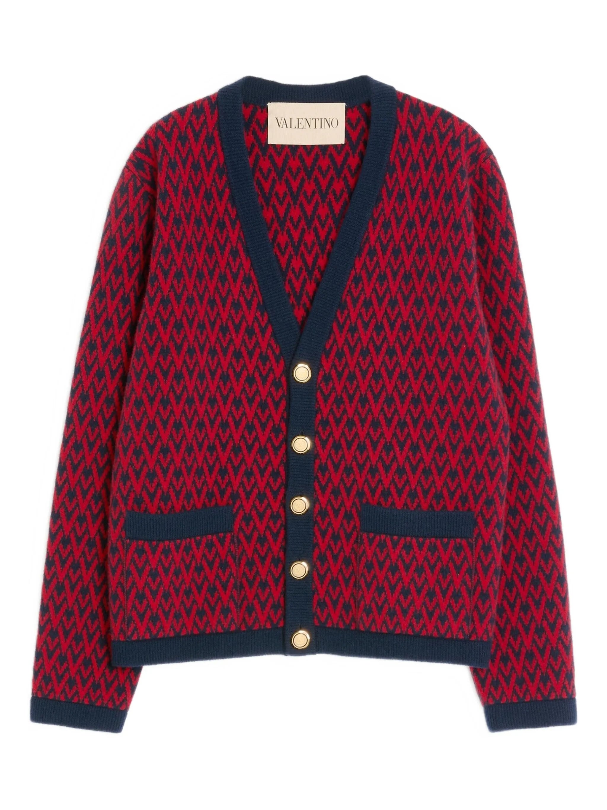 diamond-patterned cardigan