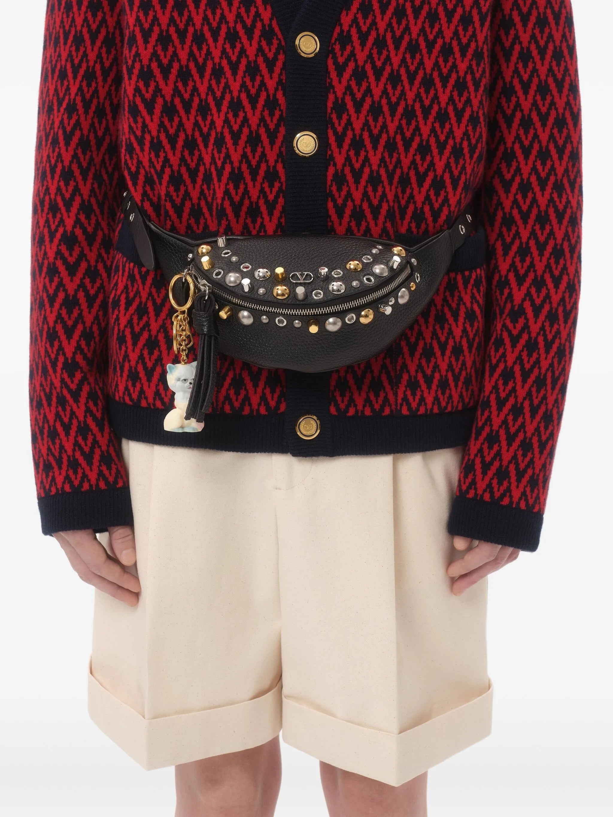 diamond-patterned cardigan