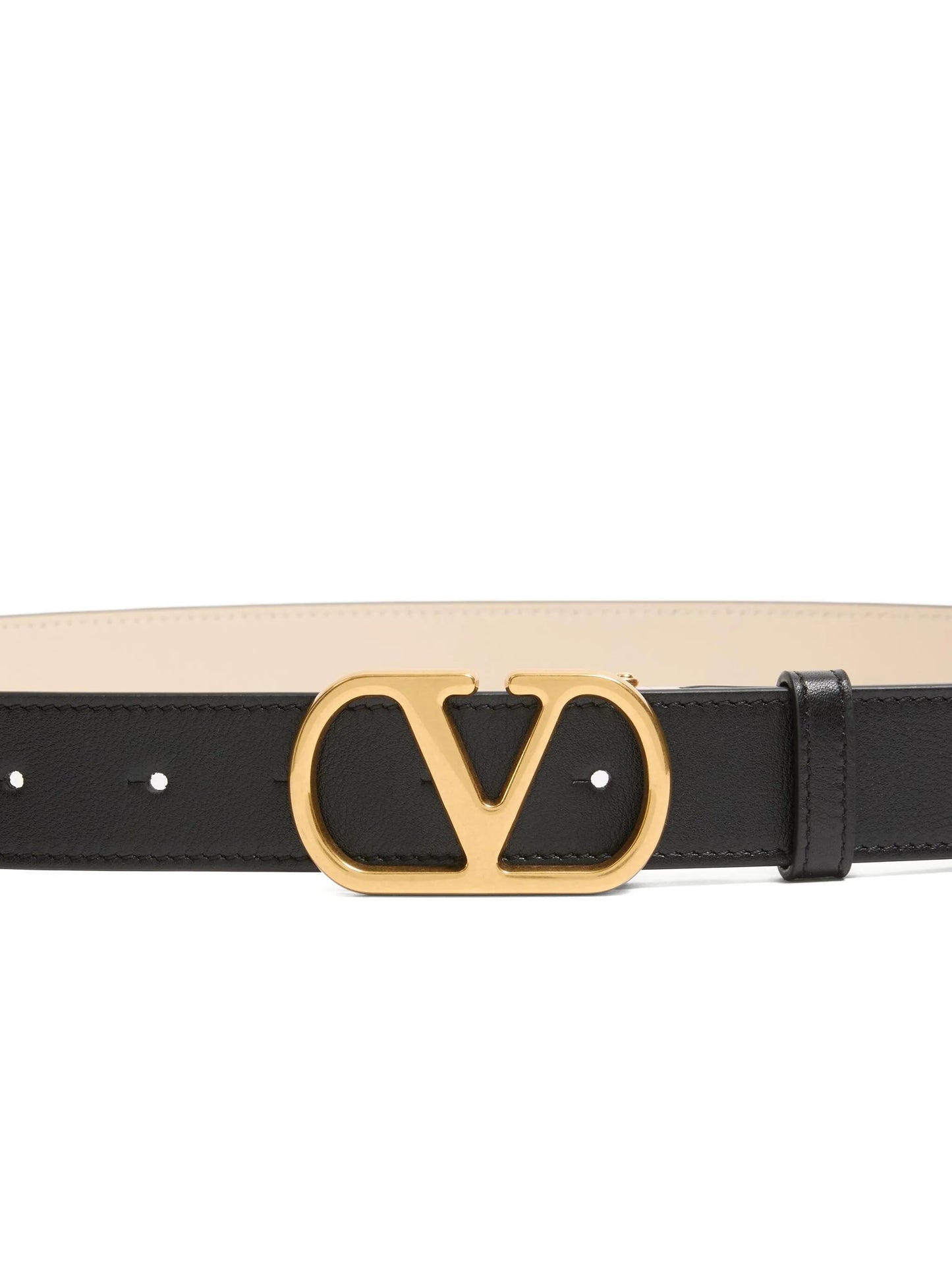 double 'v' buckle leather belt