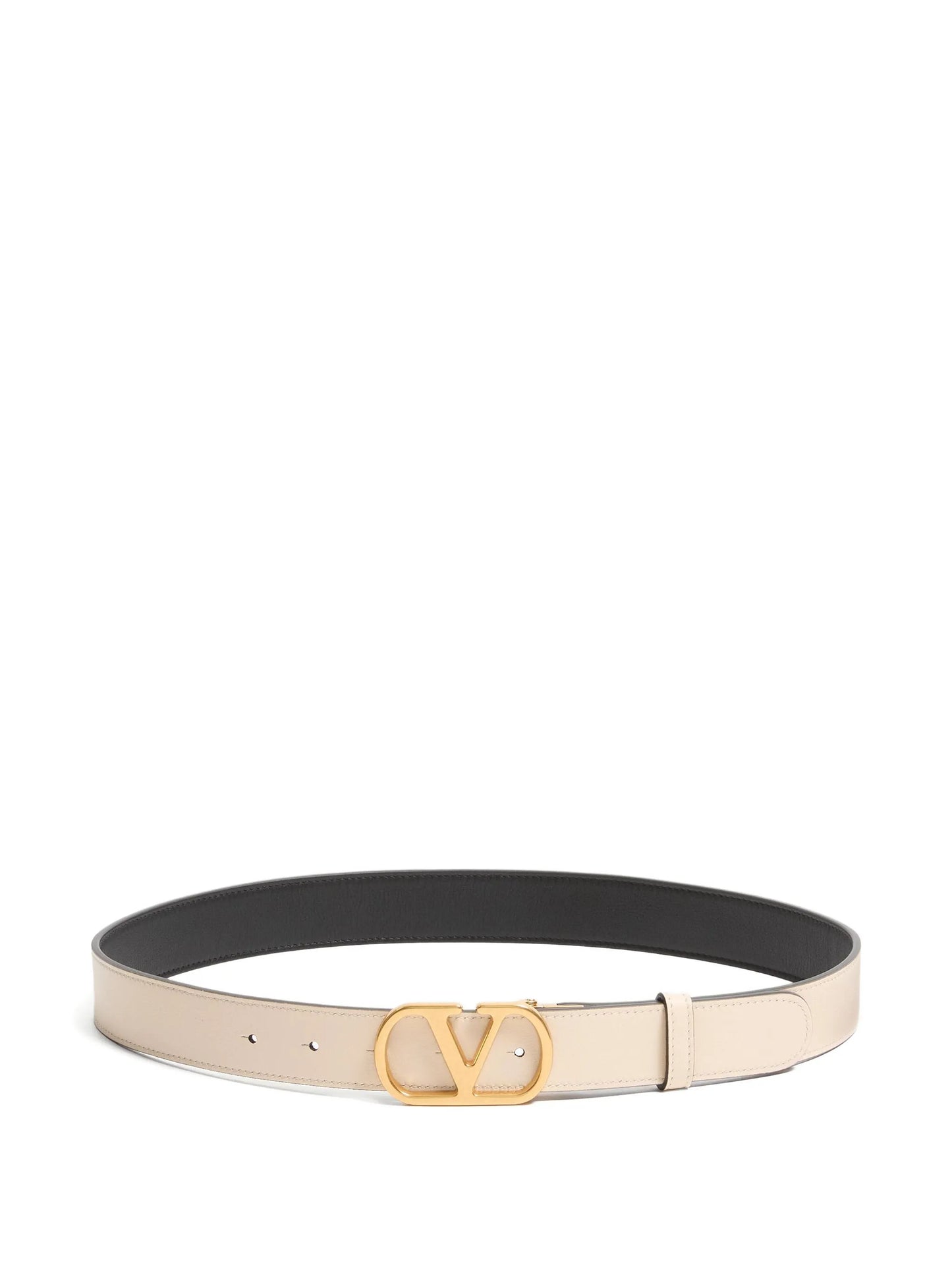 double 'v' buckle leather belt