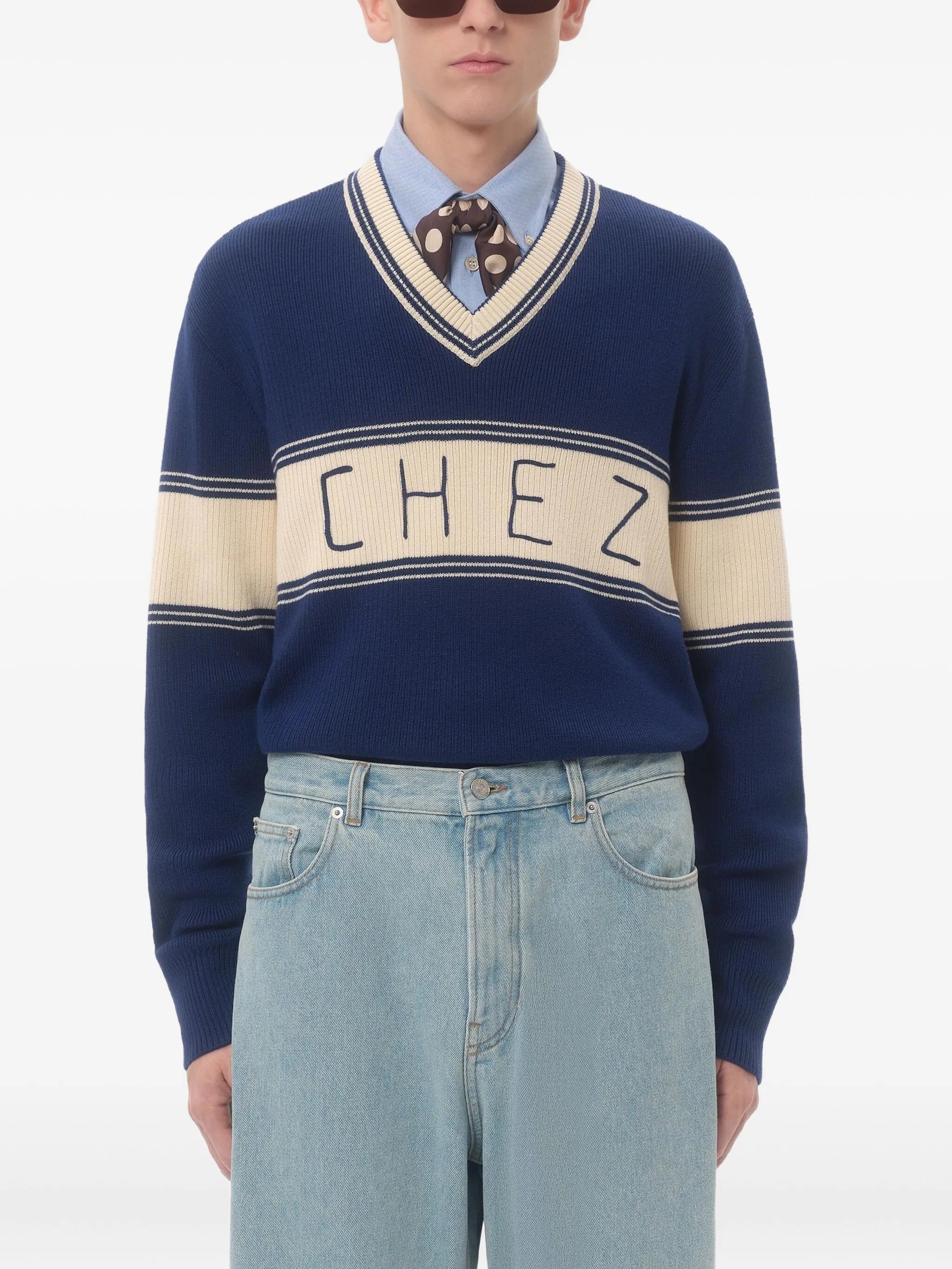 Chez-jacquard sweater