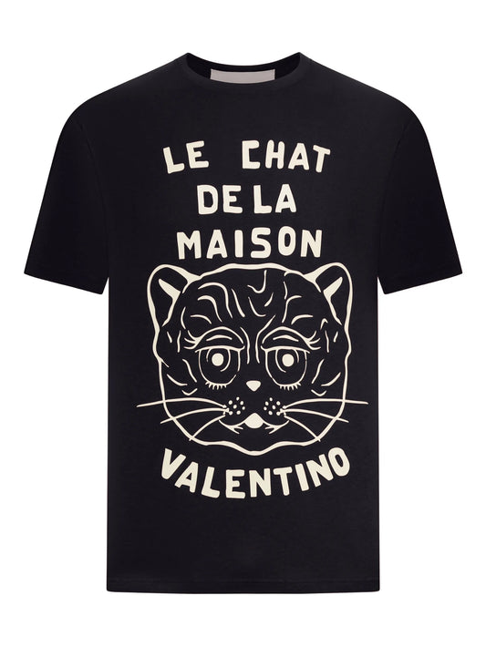 Chat De La Maison-print cotton T-shirt