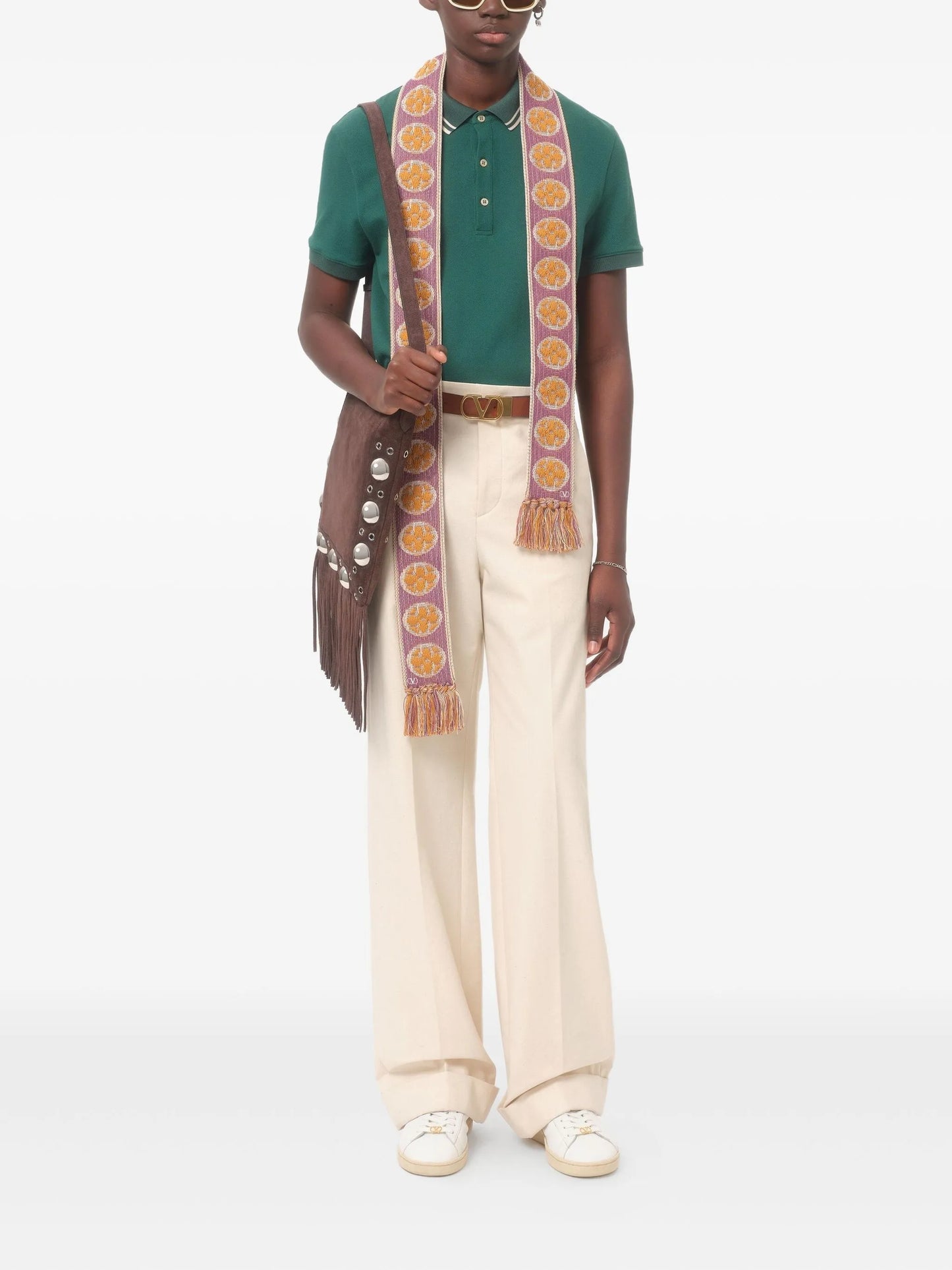 contrast collar polo shirt