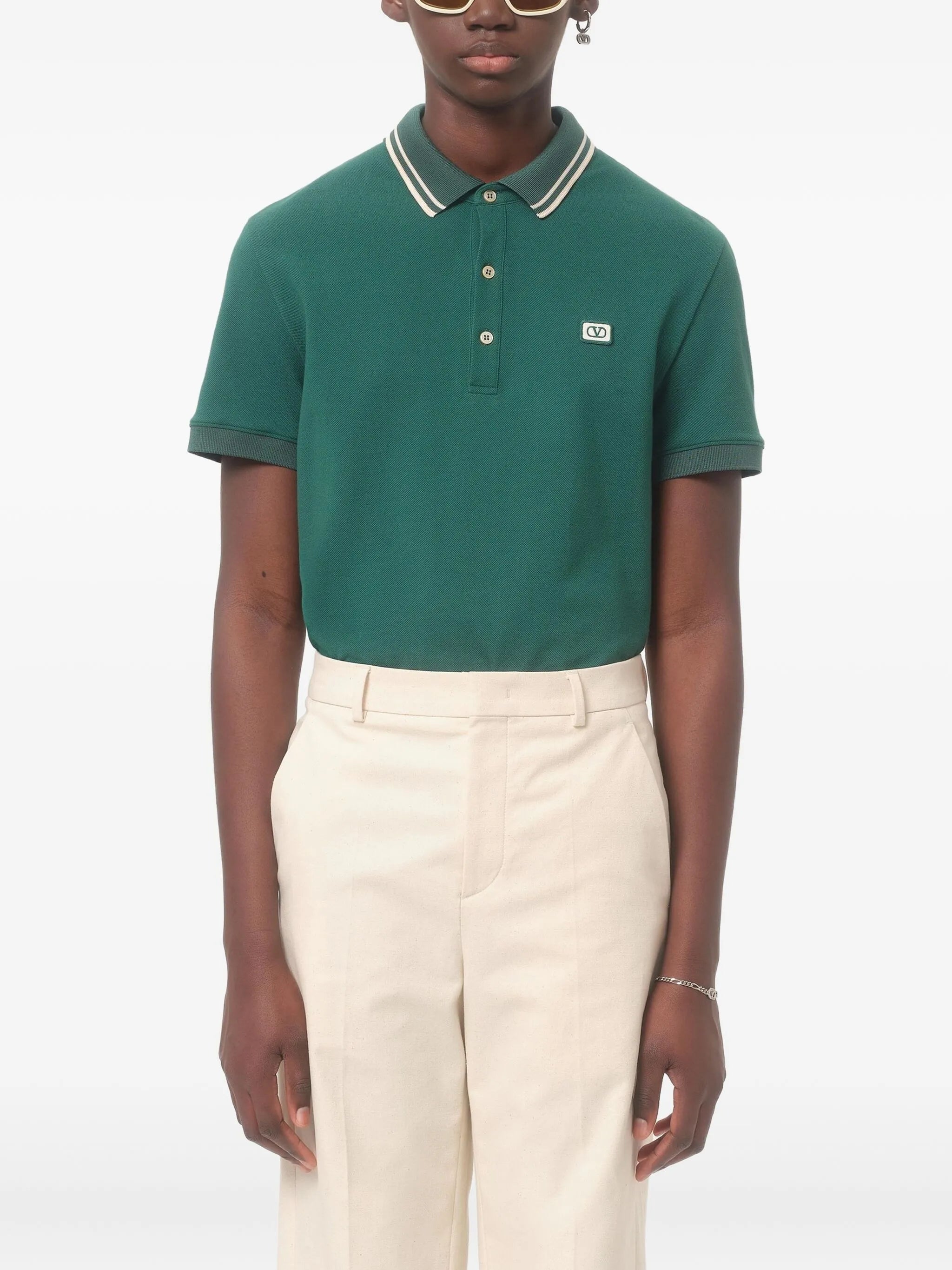 contrast collar polo shirt