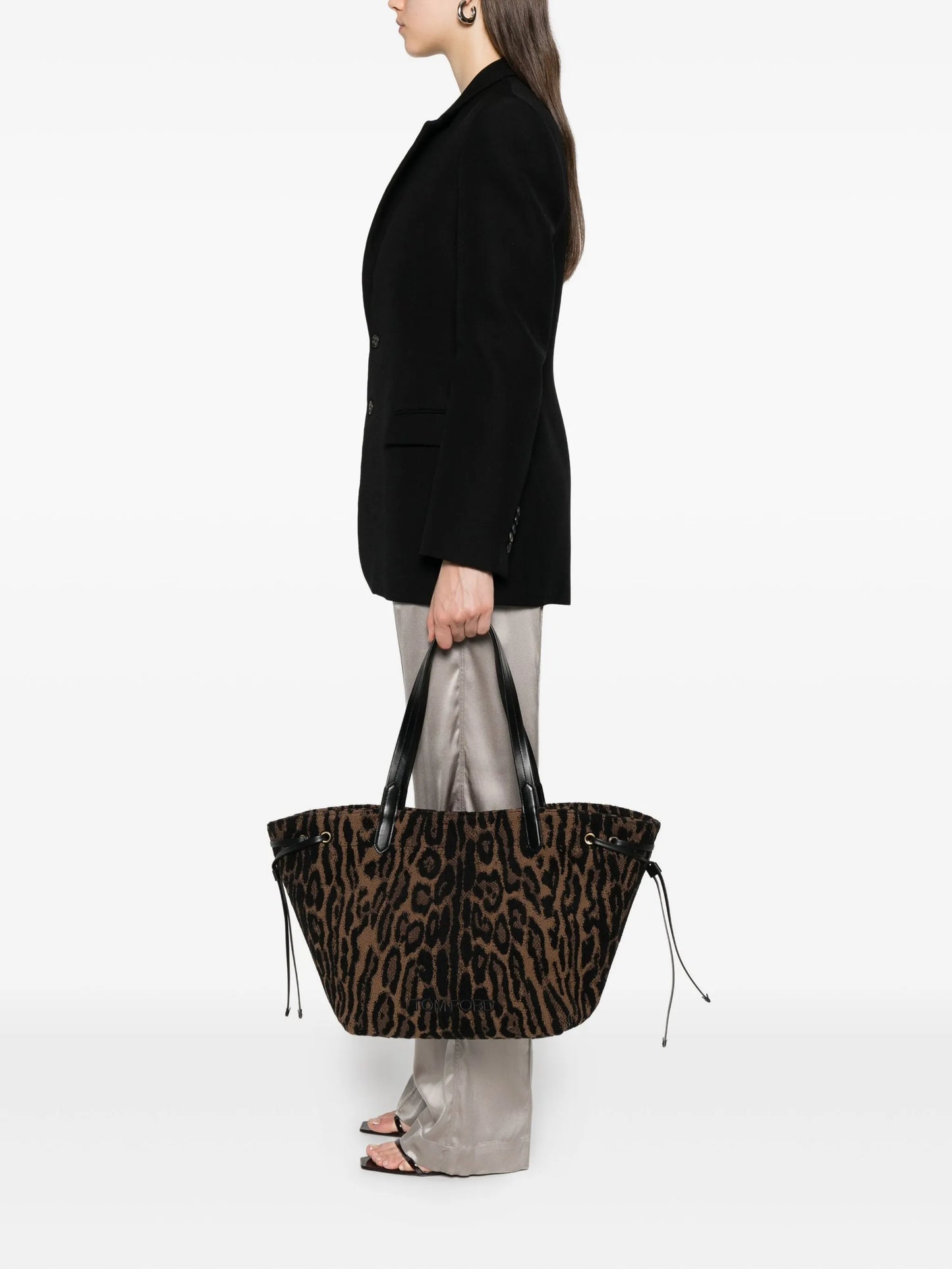 large leopard-jacquard tote bag