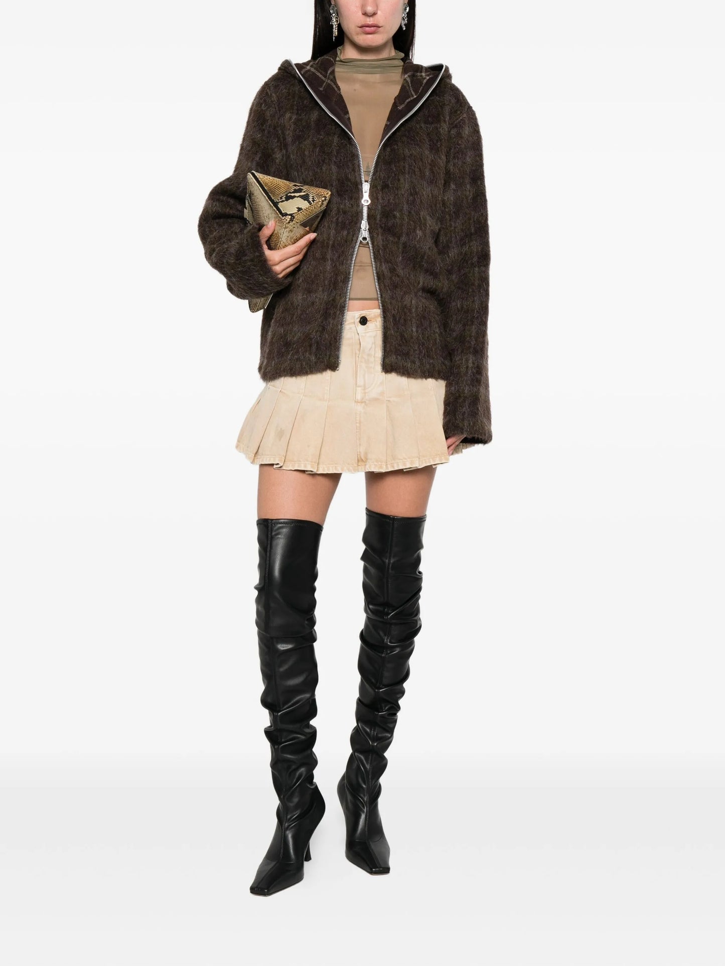 checked hooded jacket