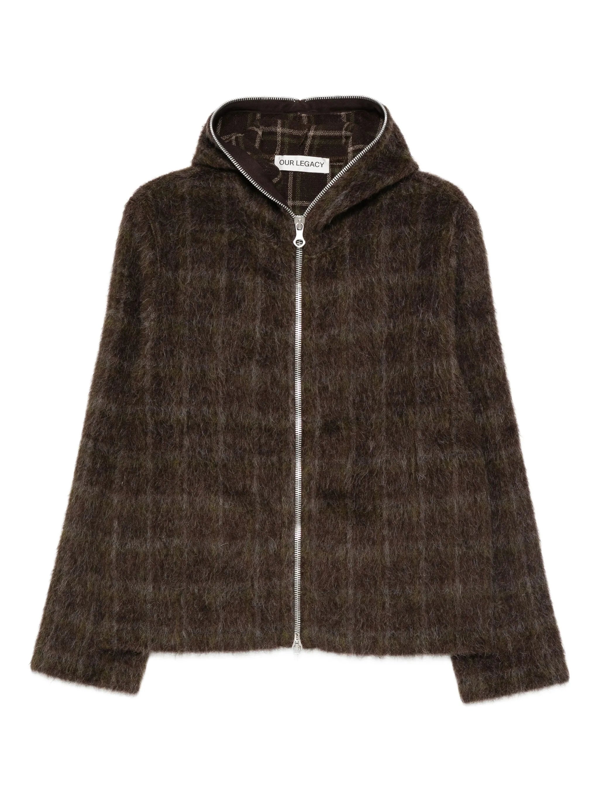 checked hooded jacket