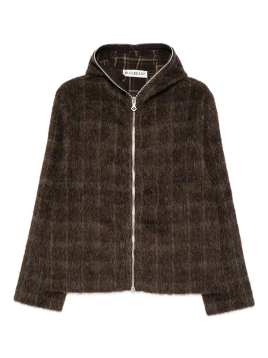checked hooded jacket