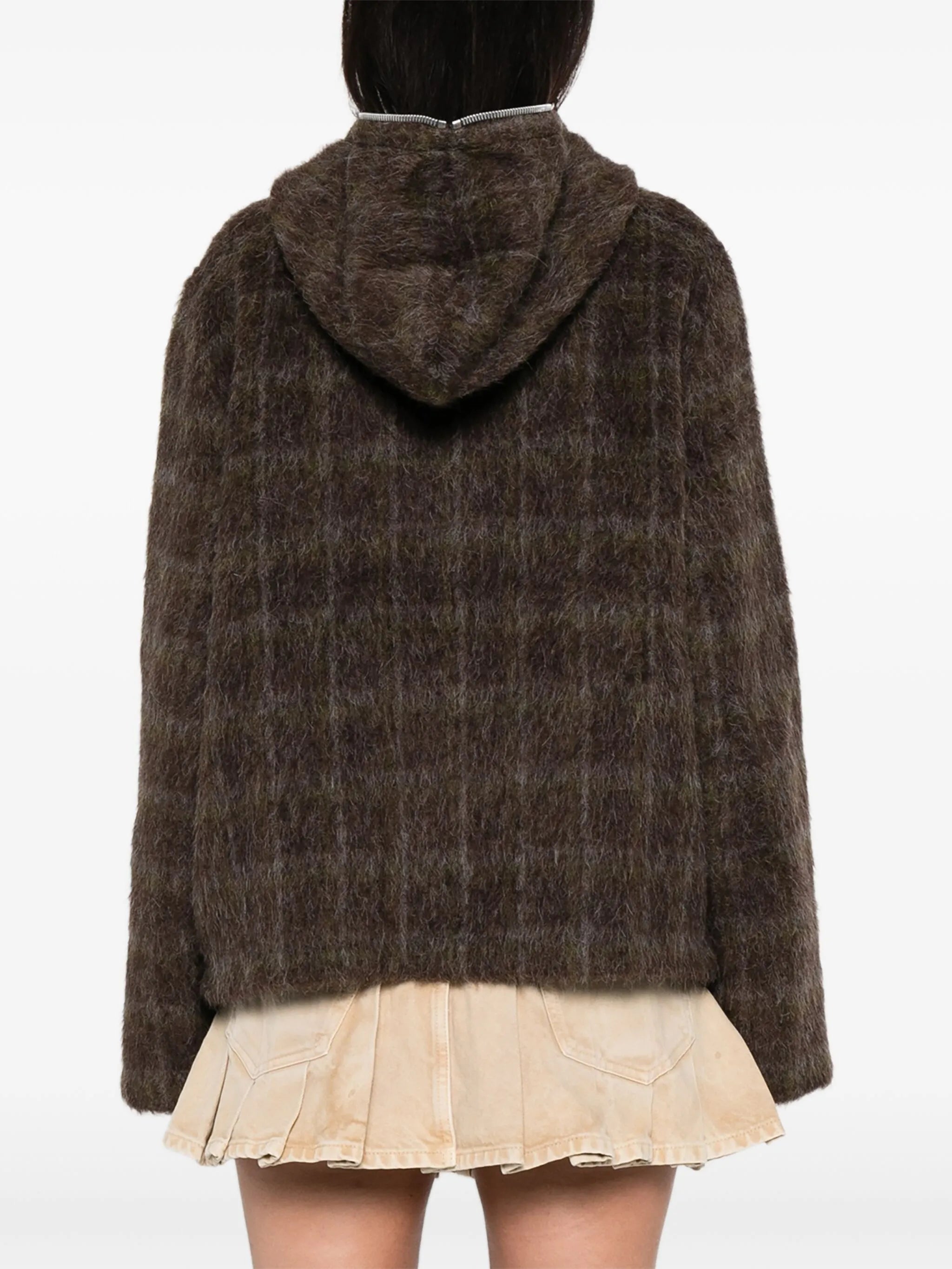 checked hooded jacket