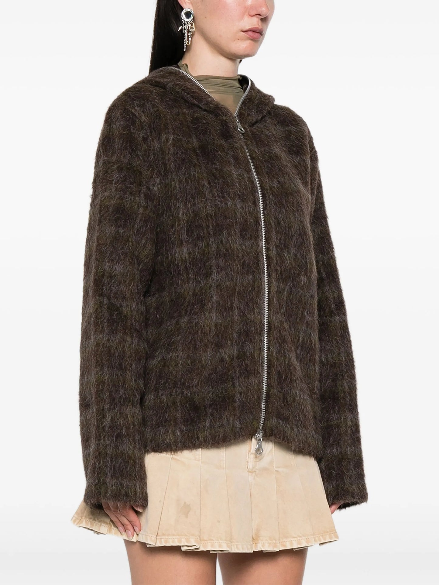 checked hooded jacket