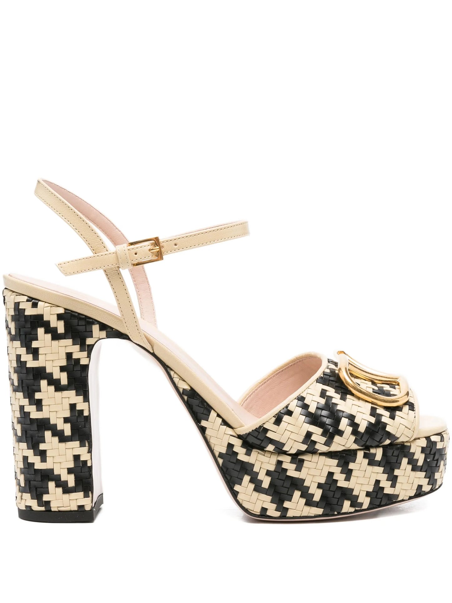 115mm houndstooth platform heeled sandals