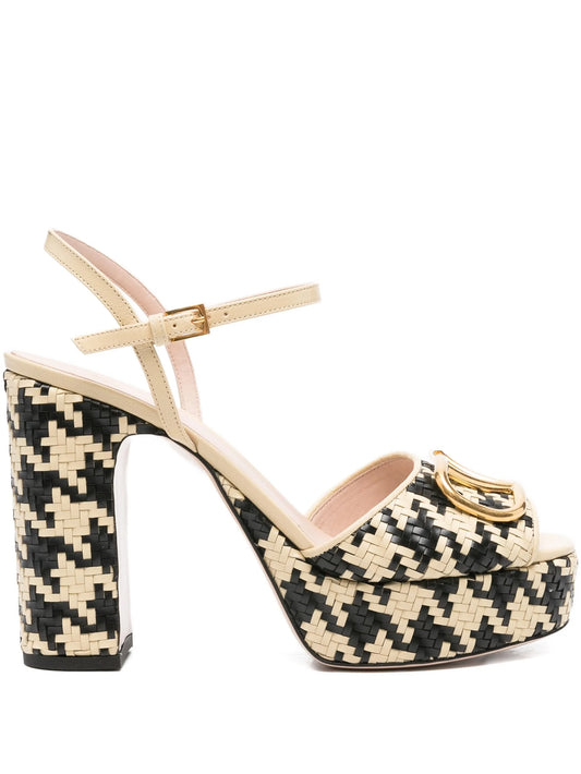 115mm houndstooth platform heeled sandals
