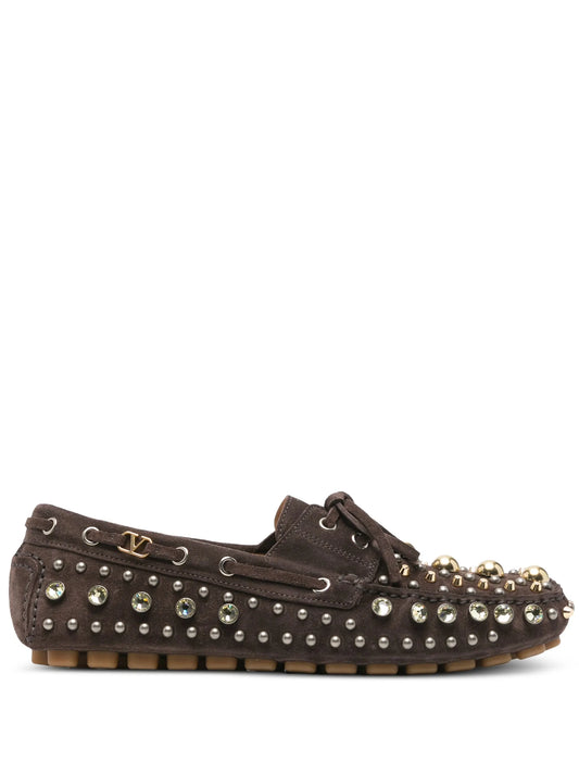studded suede boat shoes