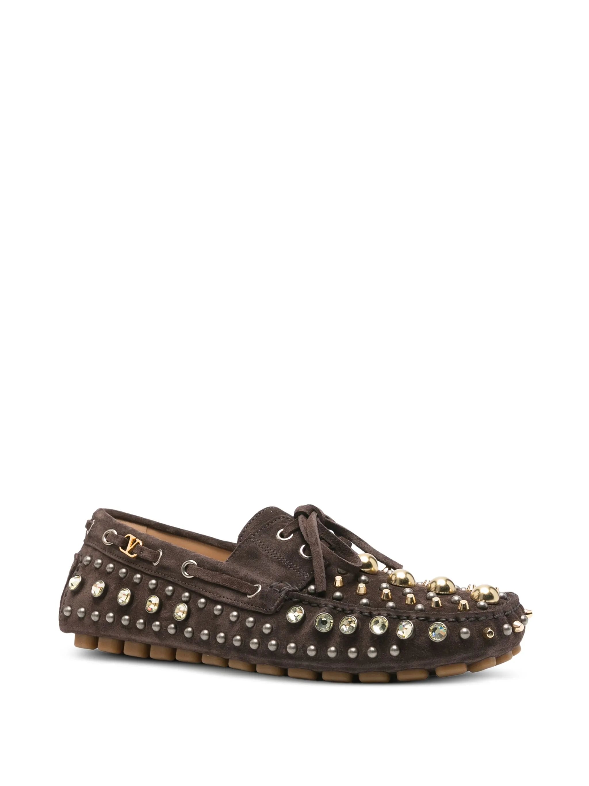 studded suede boat shoes