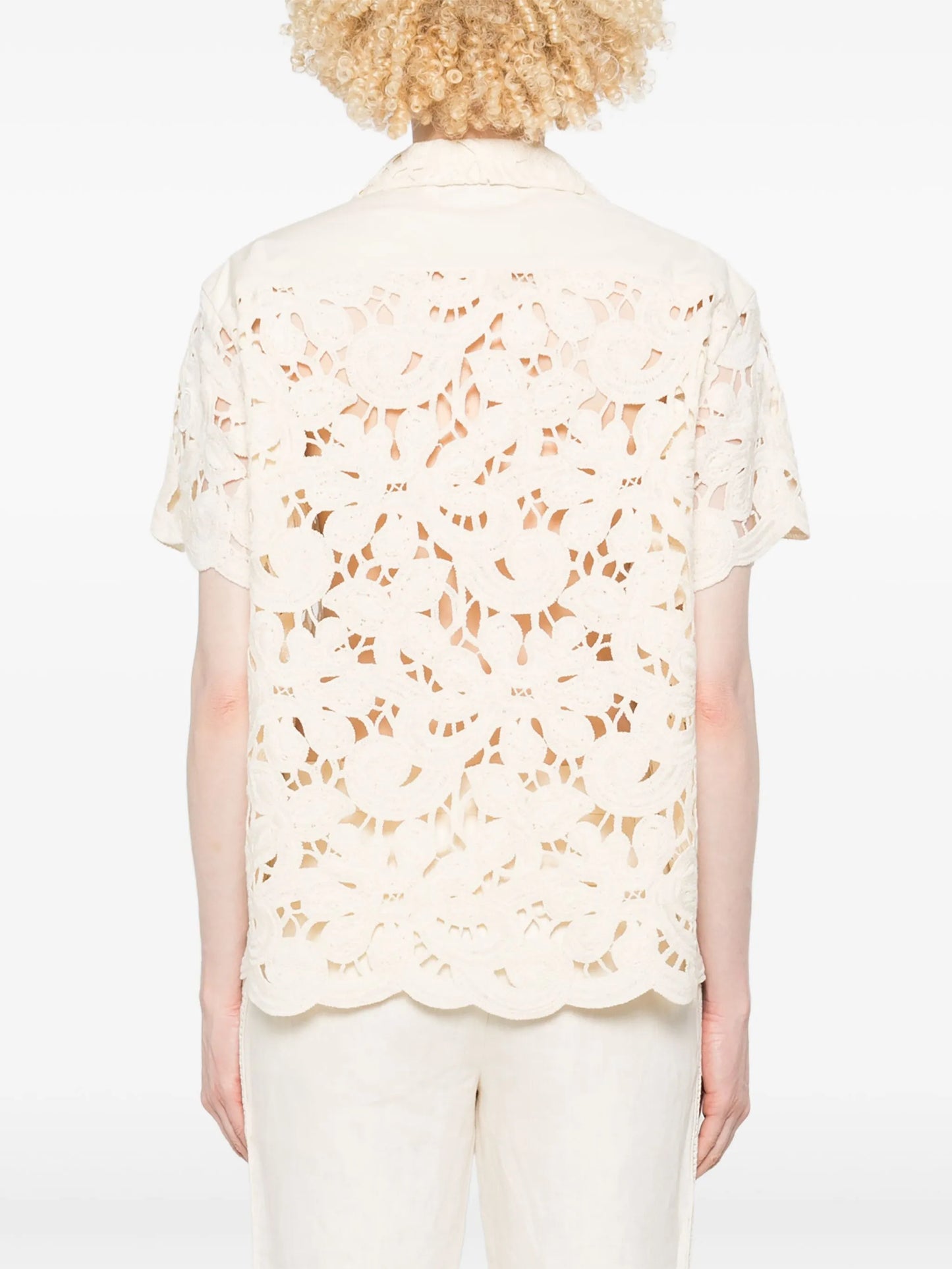 floral macramé shirt
